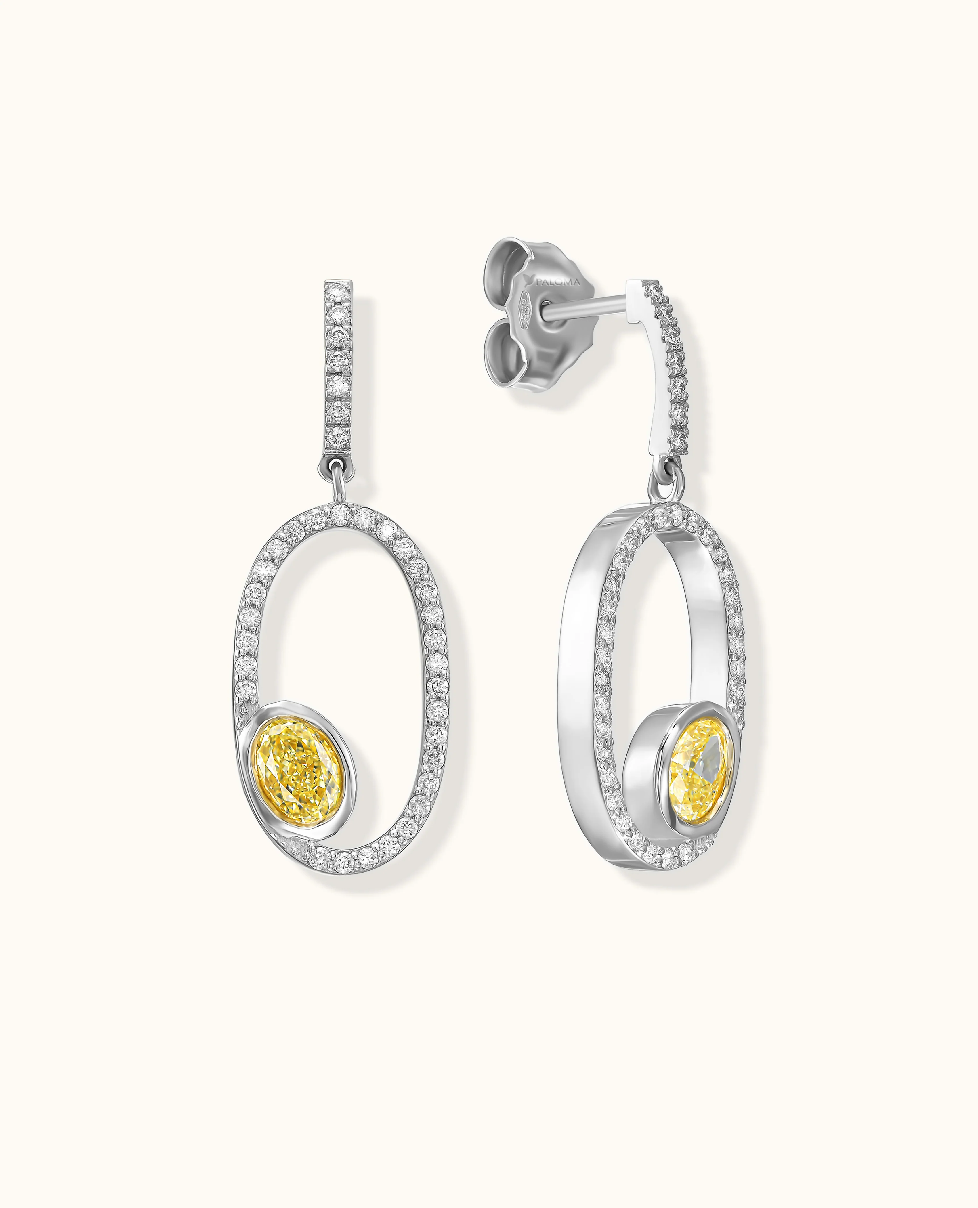 Yellow Diamond Aura Edge Drop Earrings - Image 8