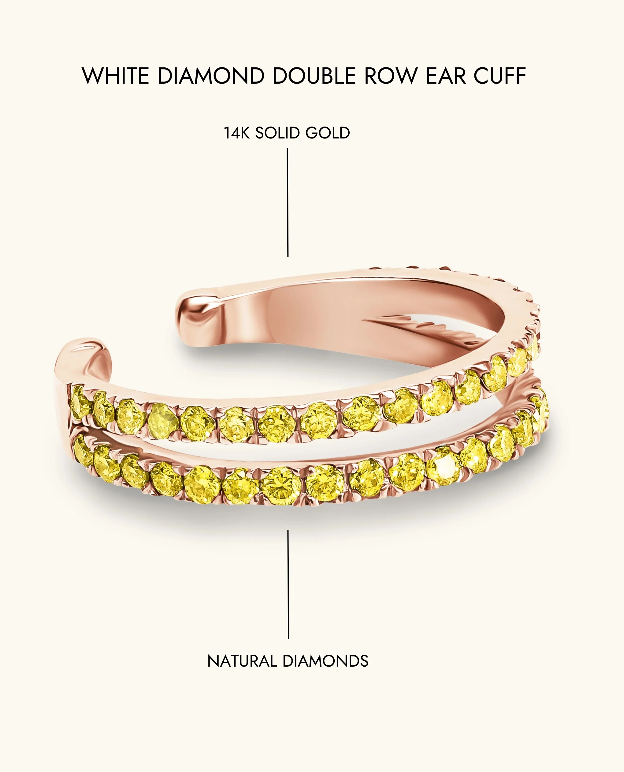 Yellow Diamond Double Row Ear Cuff - Image 10