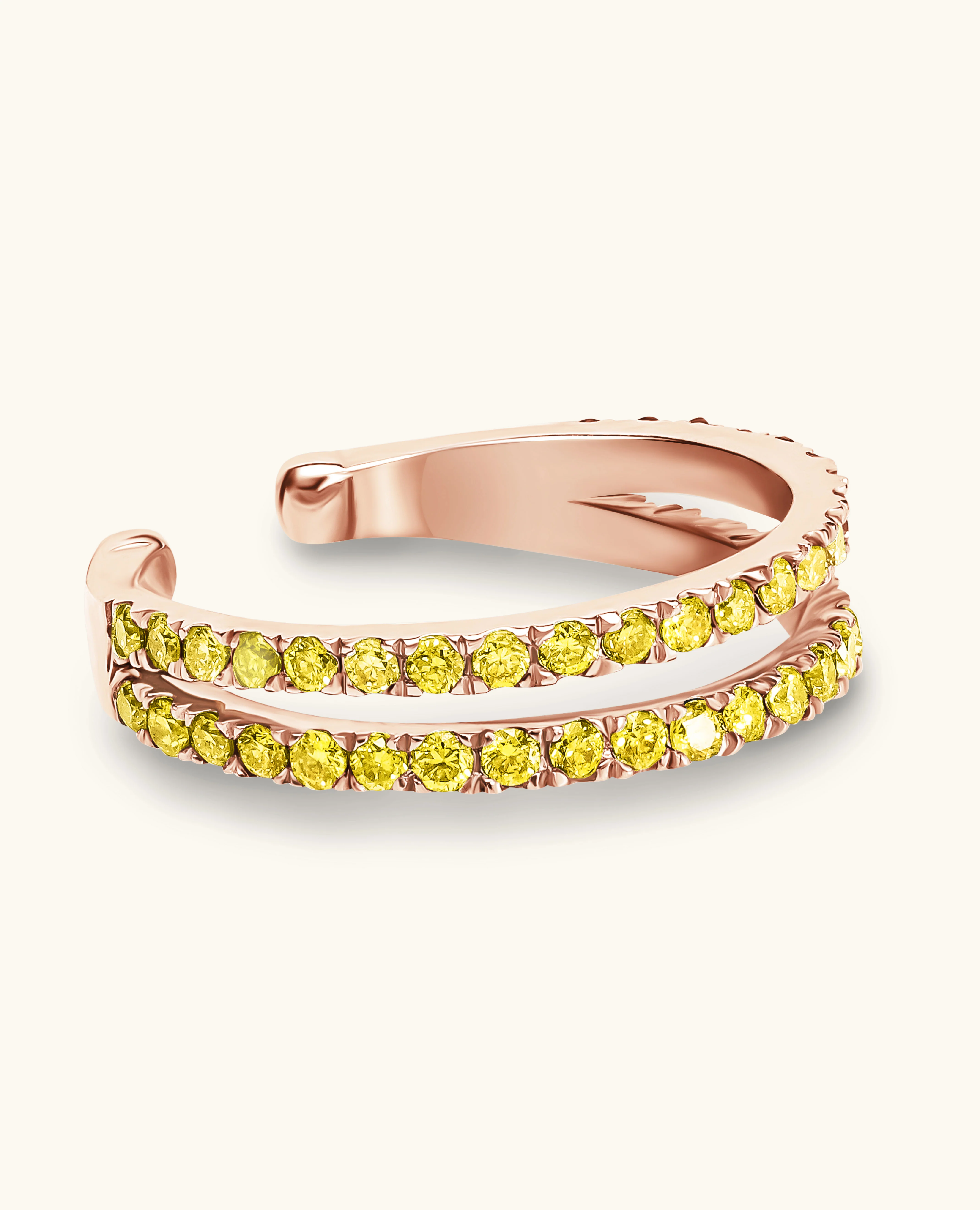 Yellow Diamond Double Row Ear Cuff - Image 3