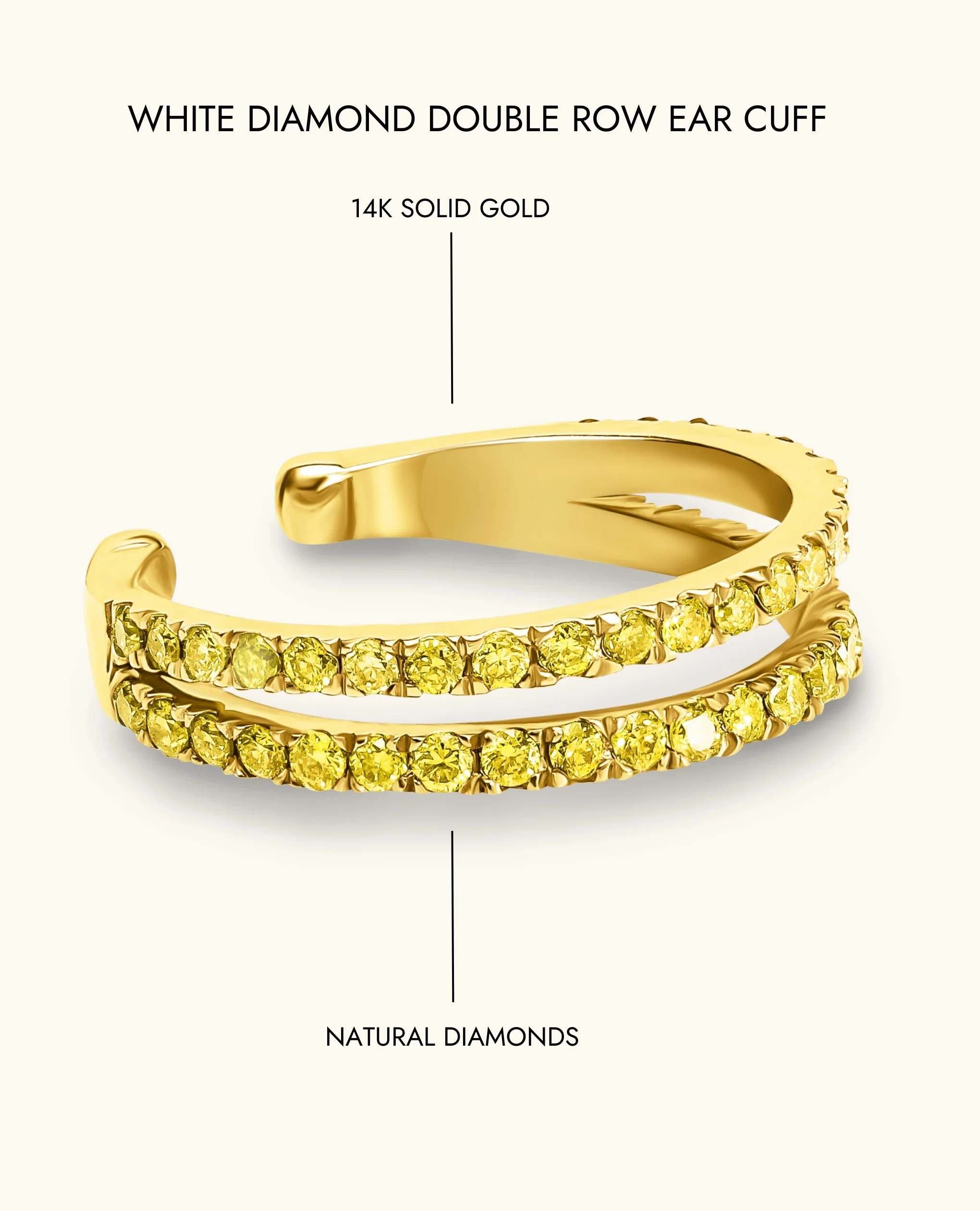 Yellow Diamond Double Row Ear Cuff - Image 8