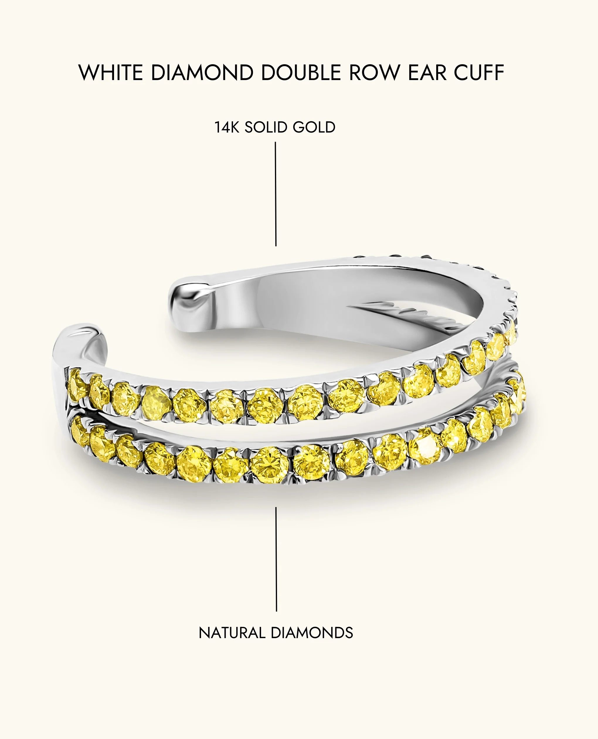 Yellow Diamond Double Row Ear Cuff - Image 9
