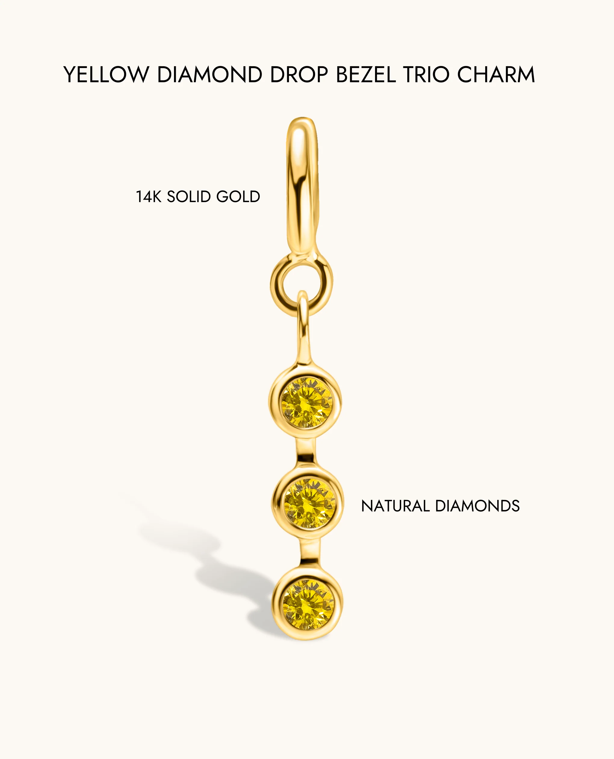 Yellow Diamond Drop Bezel Trio Charm - Image 9