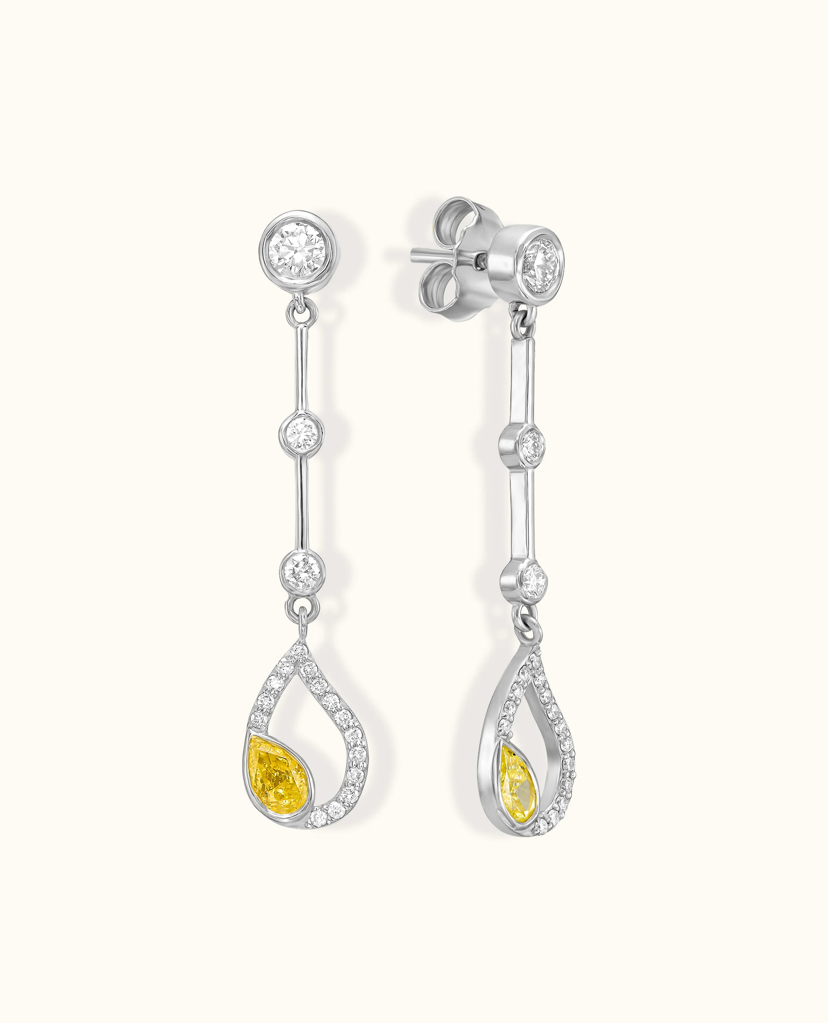 Yellow Diamond Flair Drop Earrings - Image 3