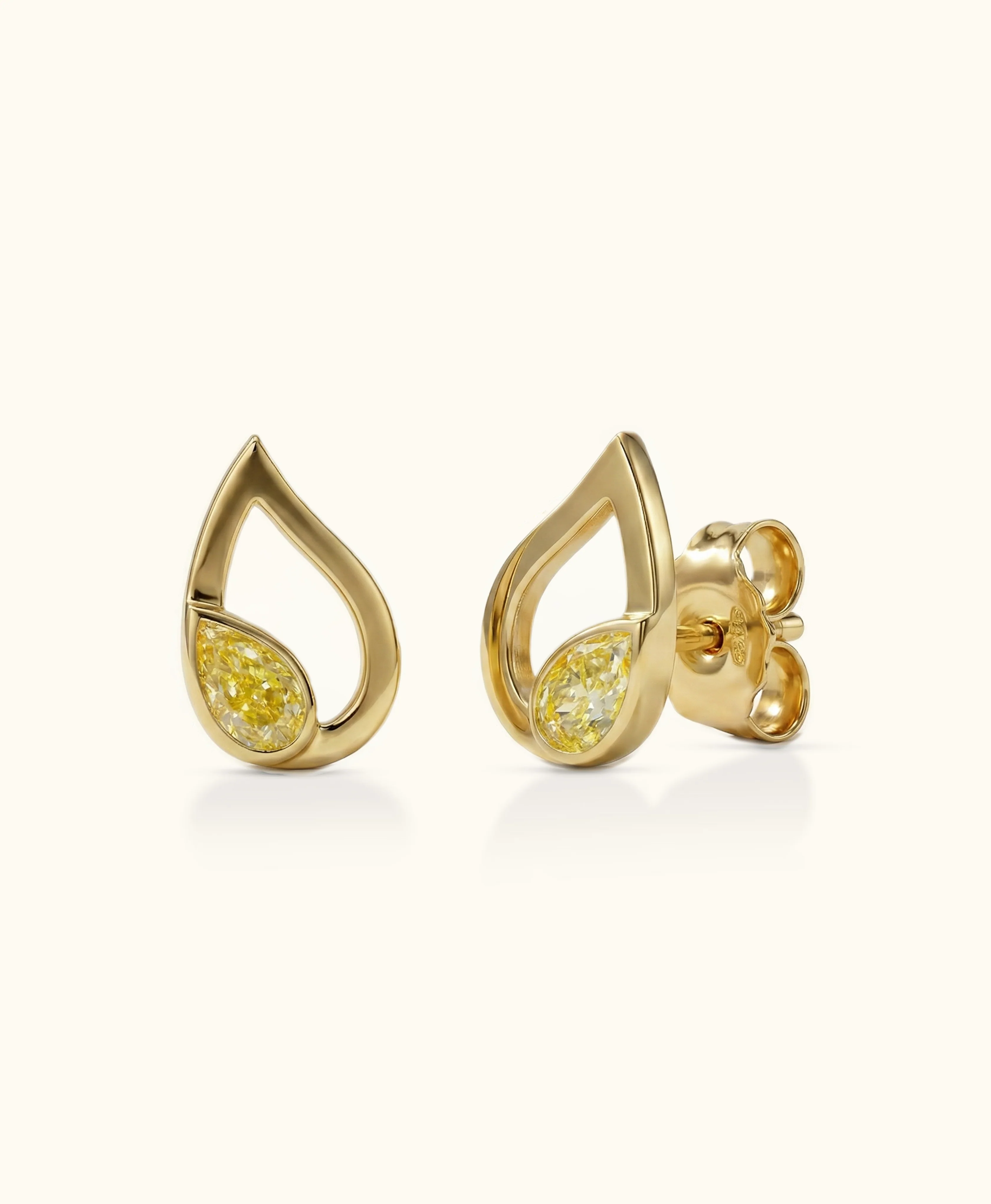 Yellow Diamond Gold Flair Studs
