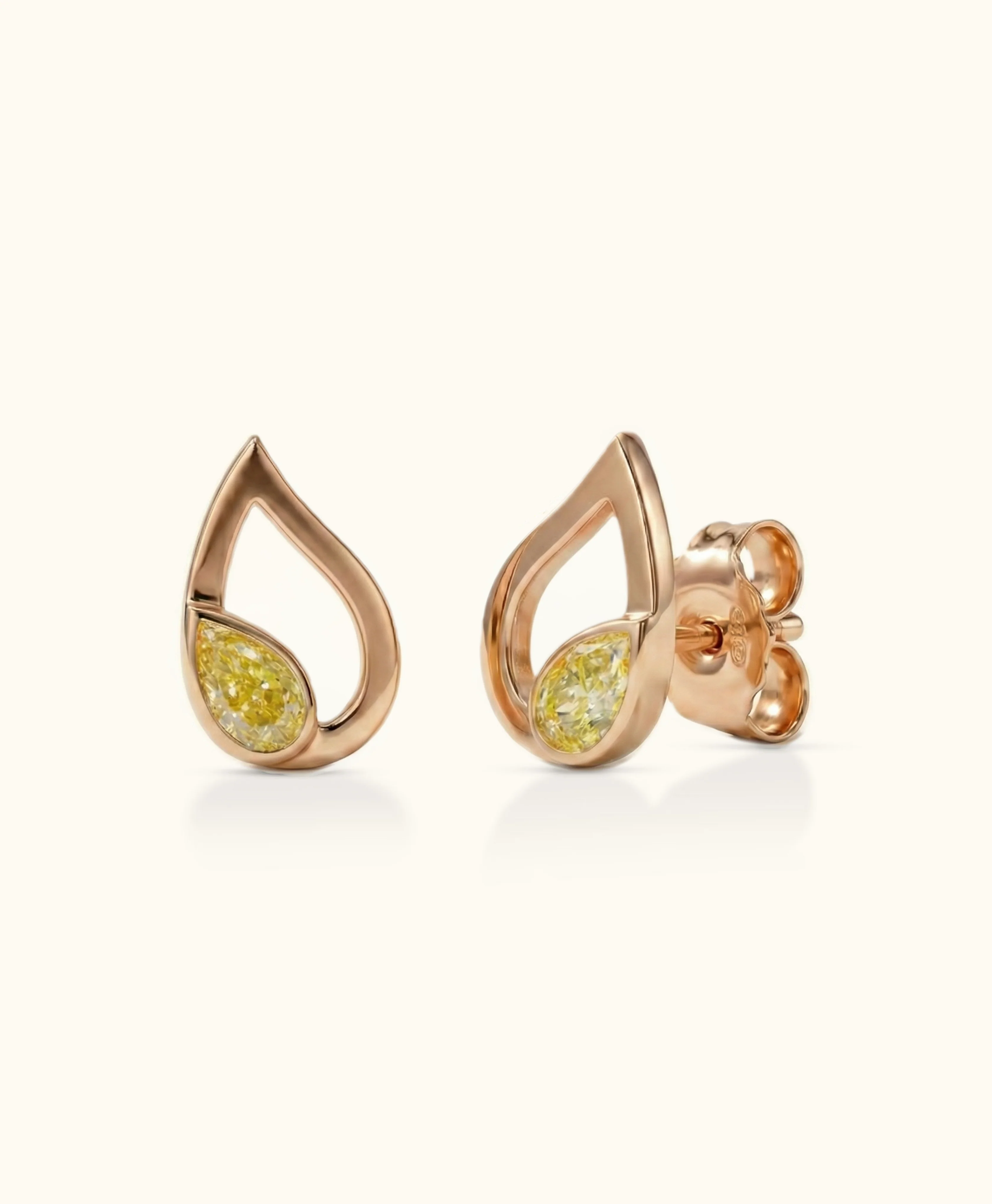 Yellow Diamond Gold Flair Studs - Image 2