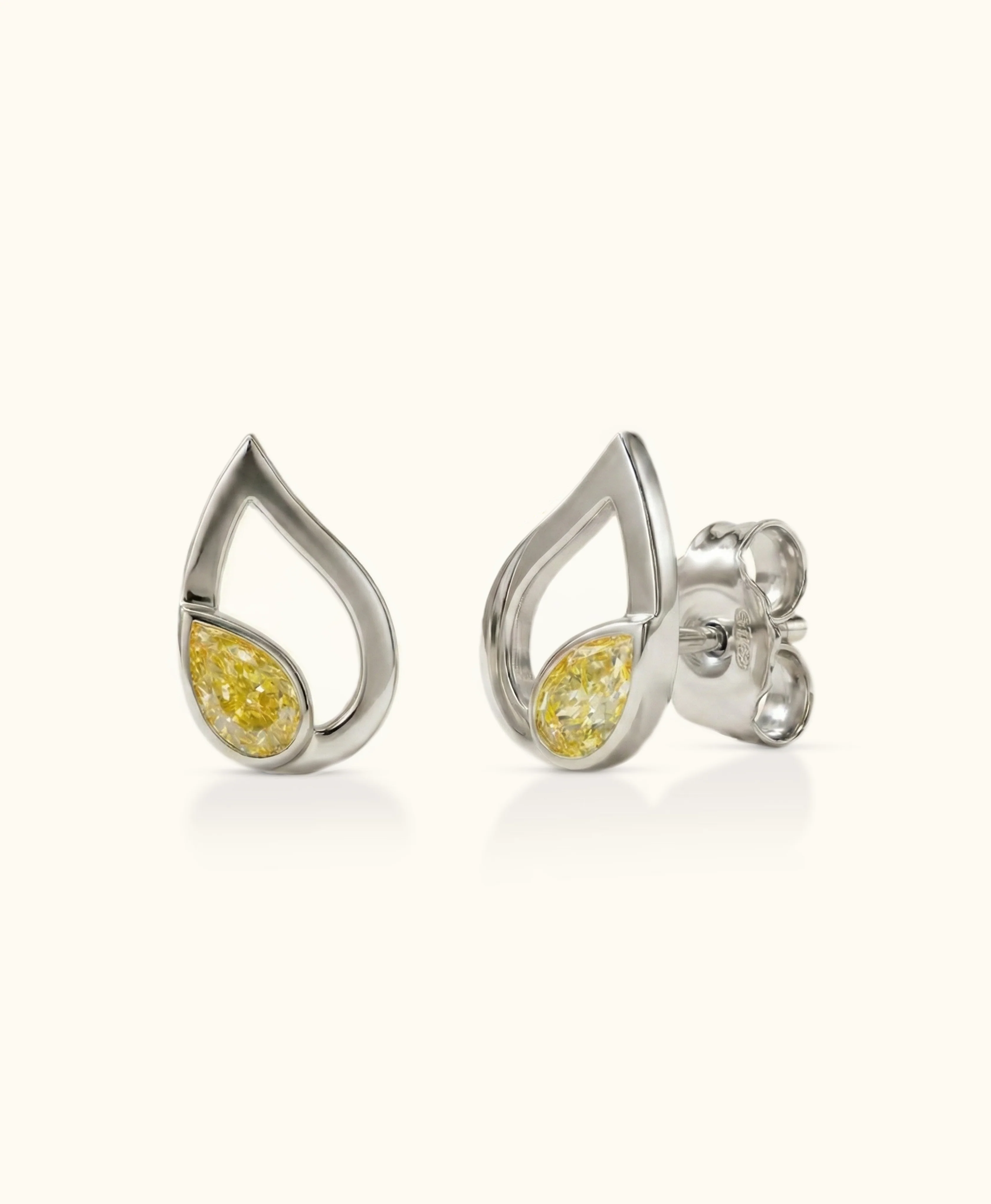 Yellow Diamond Gold Flair Studs - Image 3