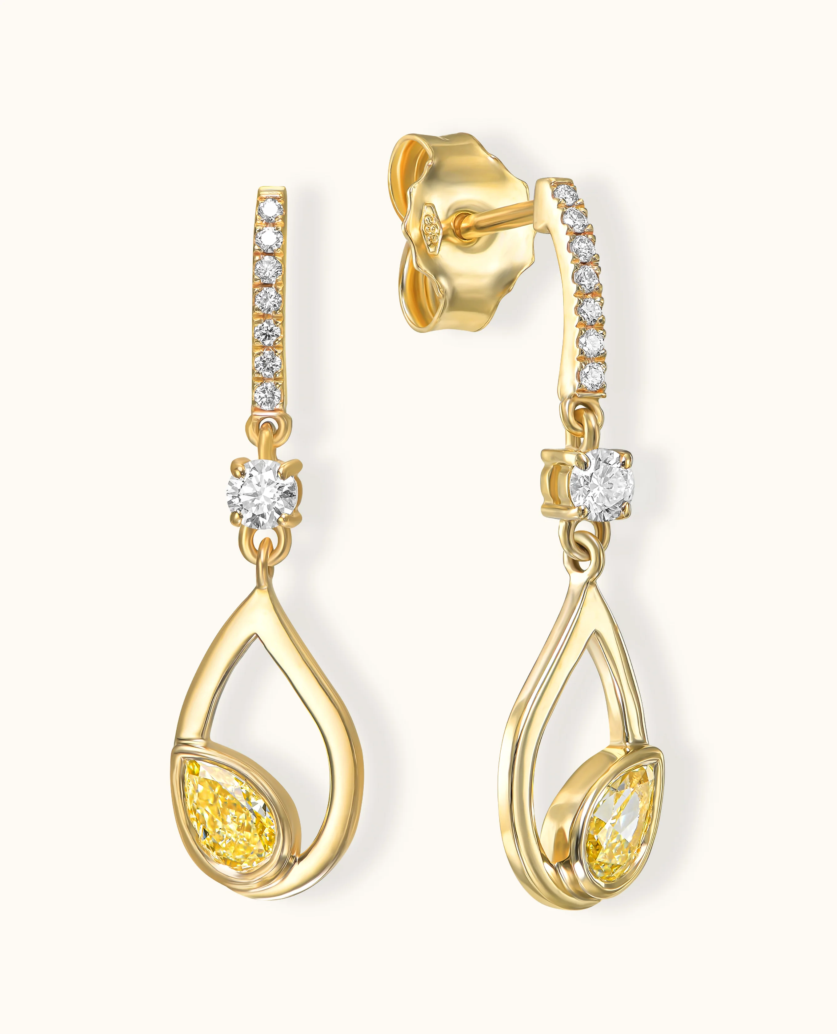 Yellow Diamond Gold Flair Earrings