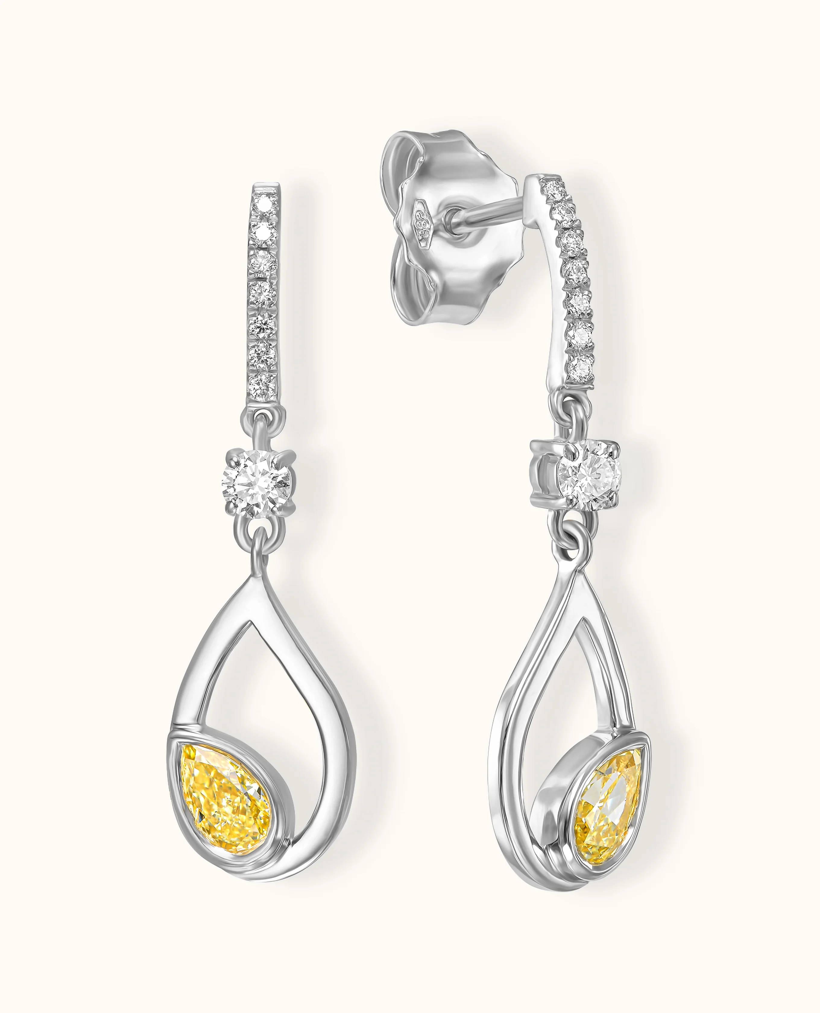 Yellow Diamond Gold Flair Earrings - Image 2