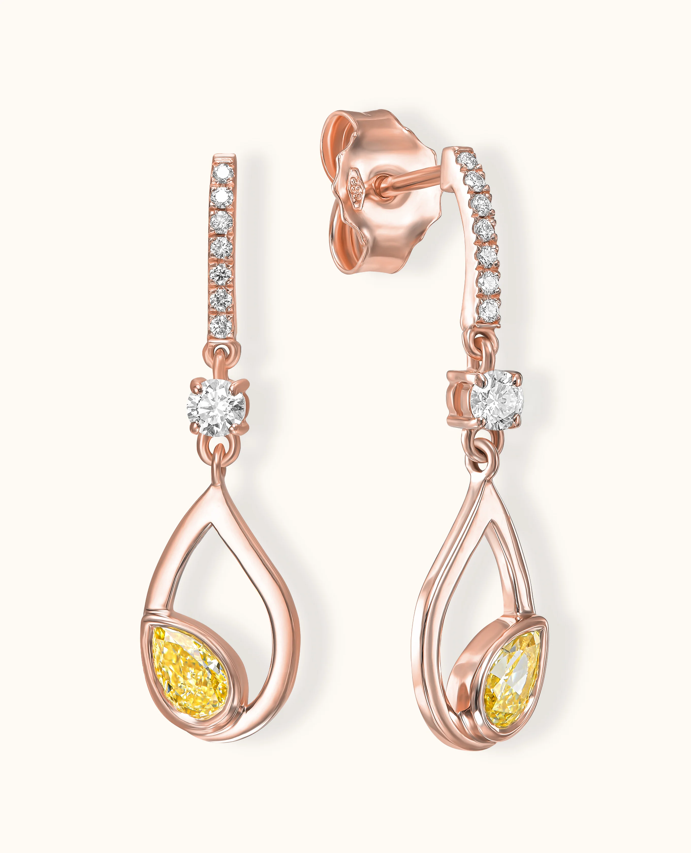 Yellow Diamond Gold Flair Earrings - Image 3