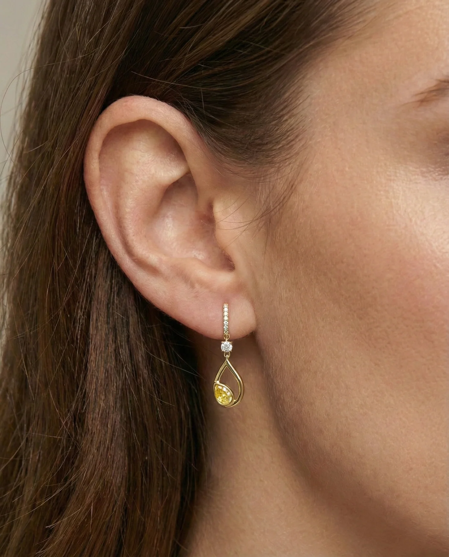Yellow Diamond Gold Flair Earrings - Image 5