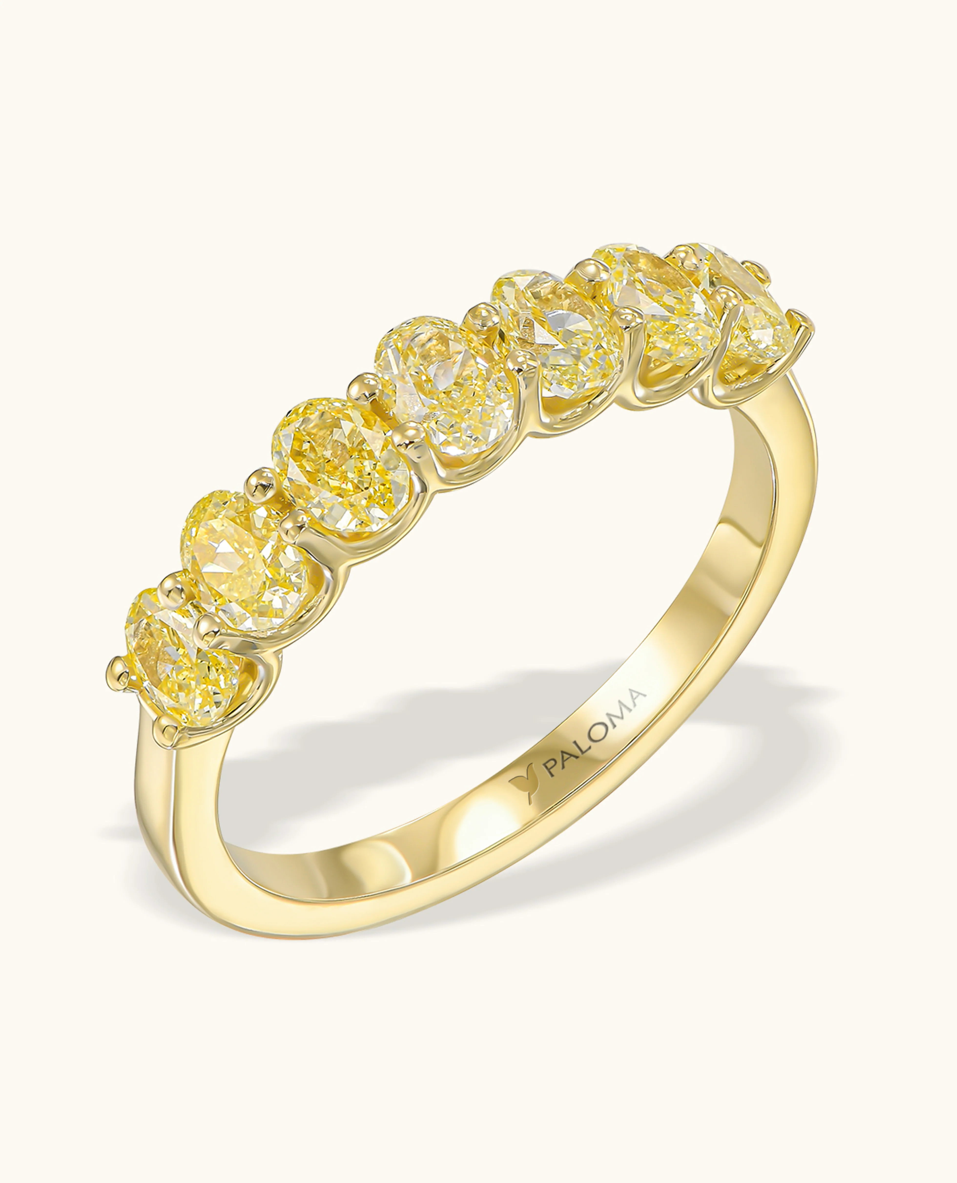 Yellow Diamond Oval Half Eternity Ring
