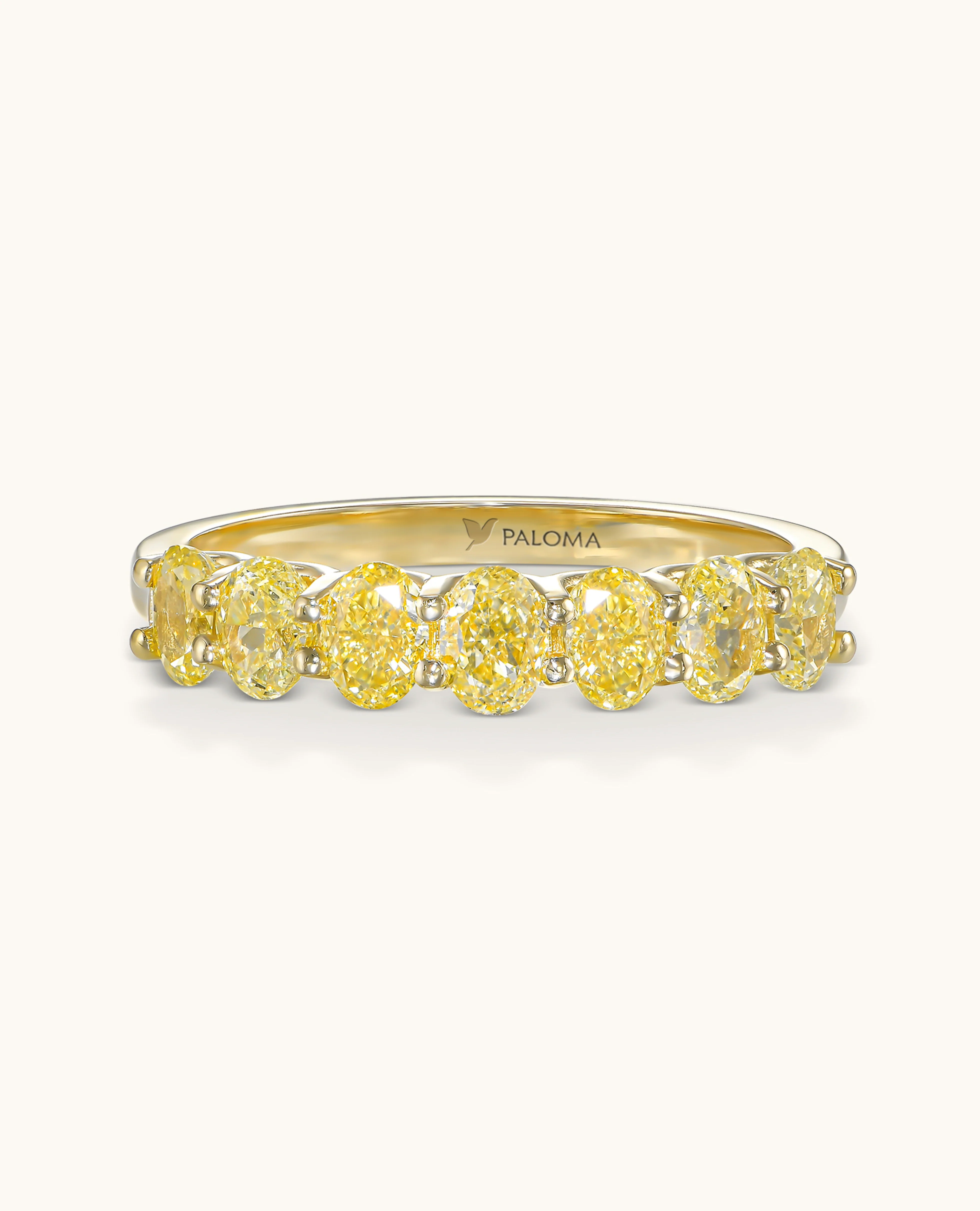 Yellow Diamond Oval Half Eternity Ring - Image 2