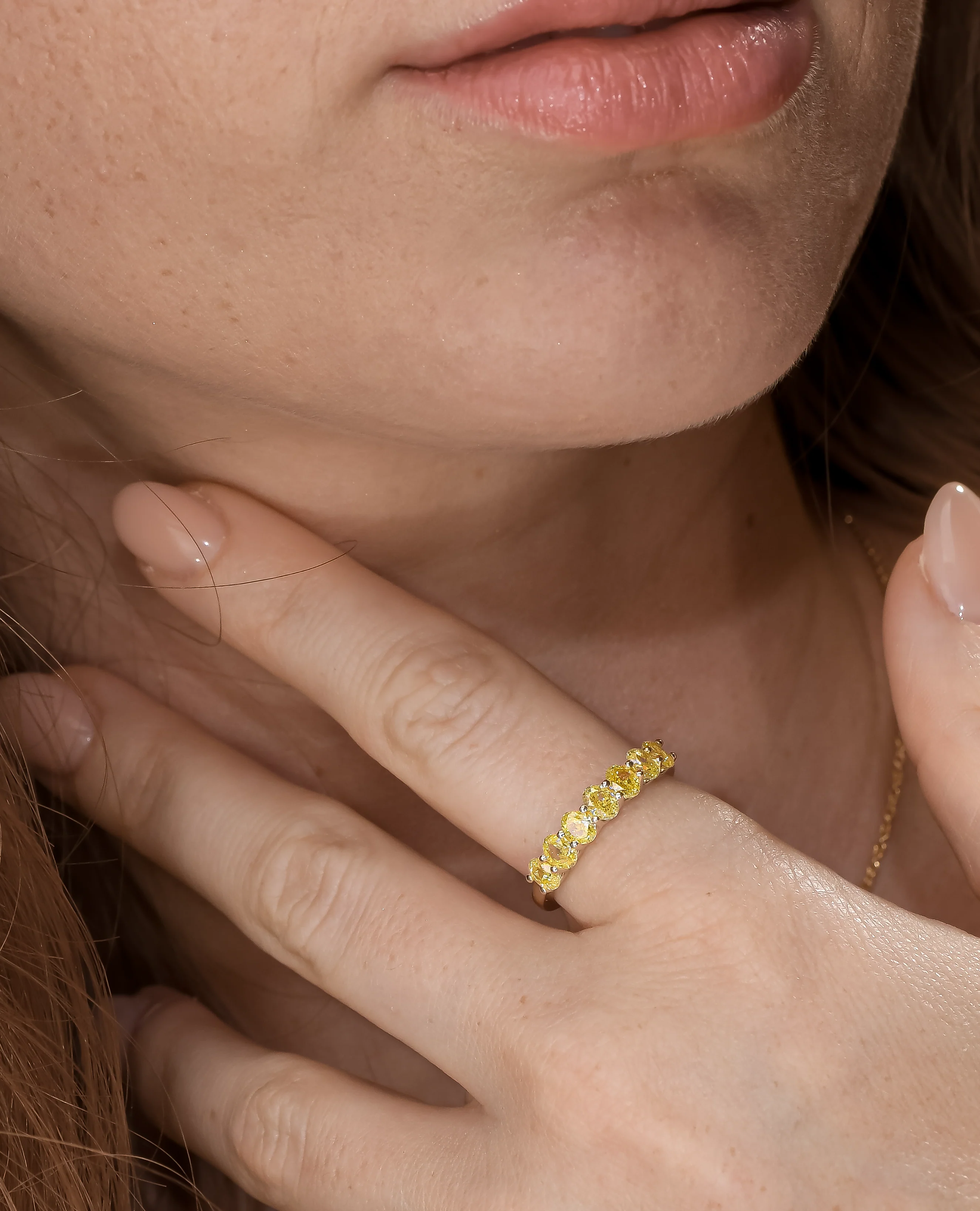 Yellow Diamond Oval Half Eternity Ring - Image 6