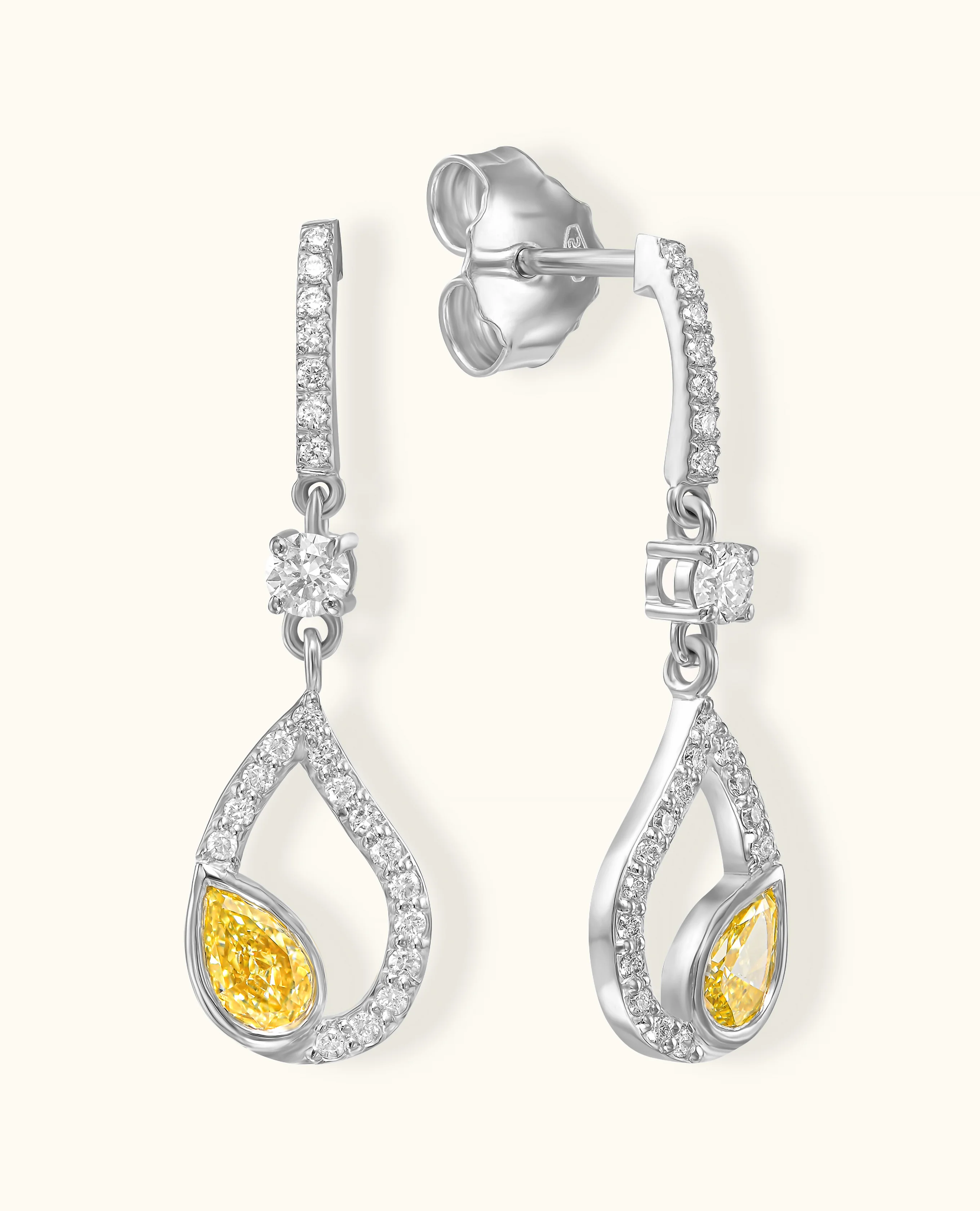Yellow Diamond Pavé Flair Earrings - Image 2