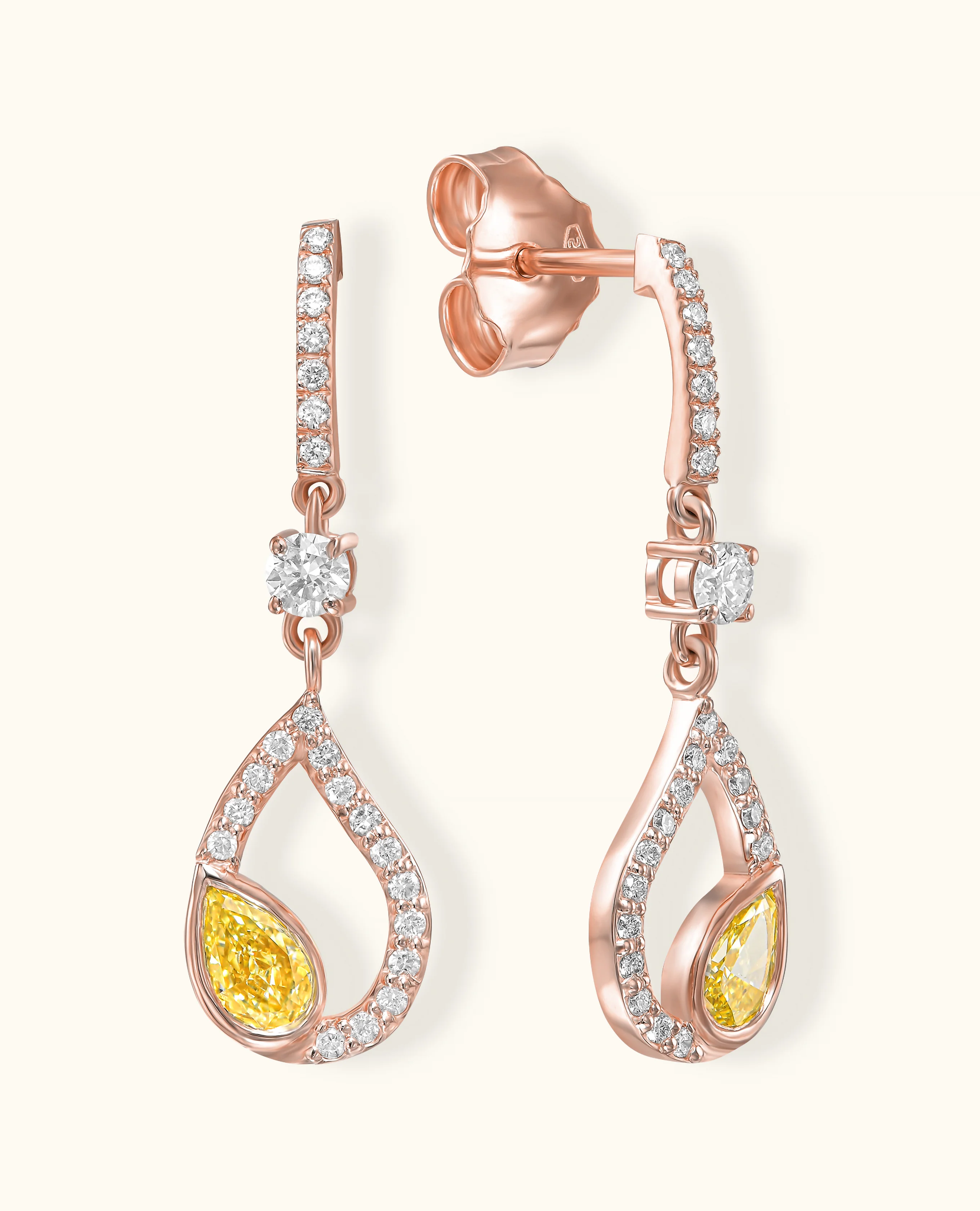 Yellow Diamond Pavé Flair Earrings - Image 3