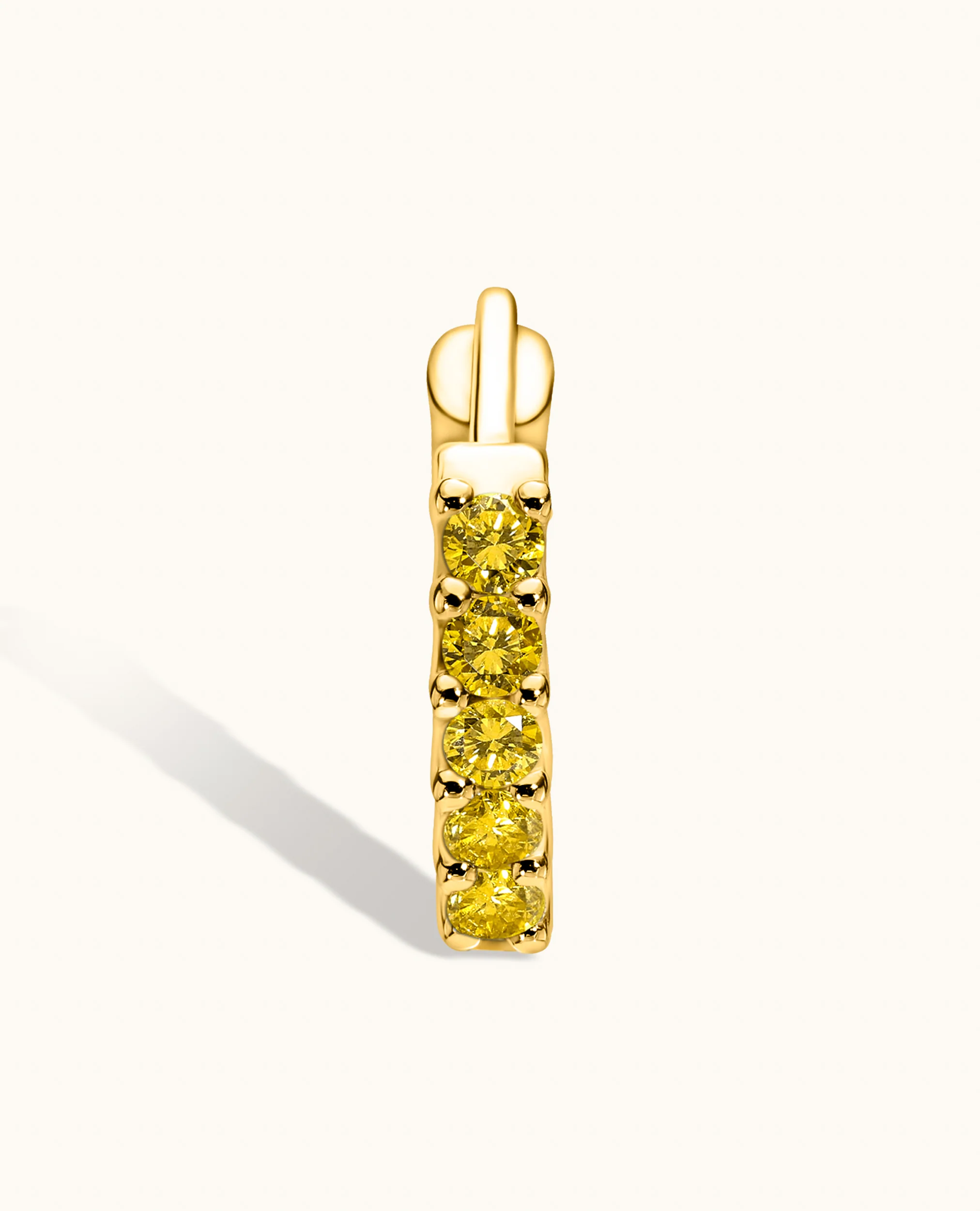 Yellow Diamond Huggie Earrings - Image 6
