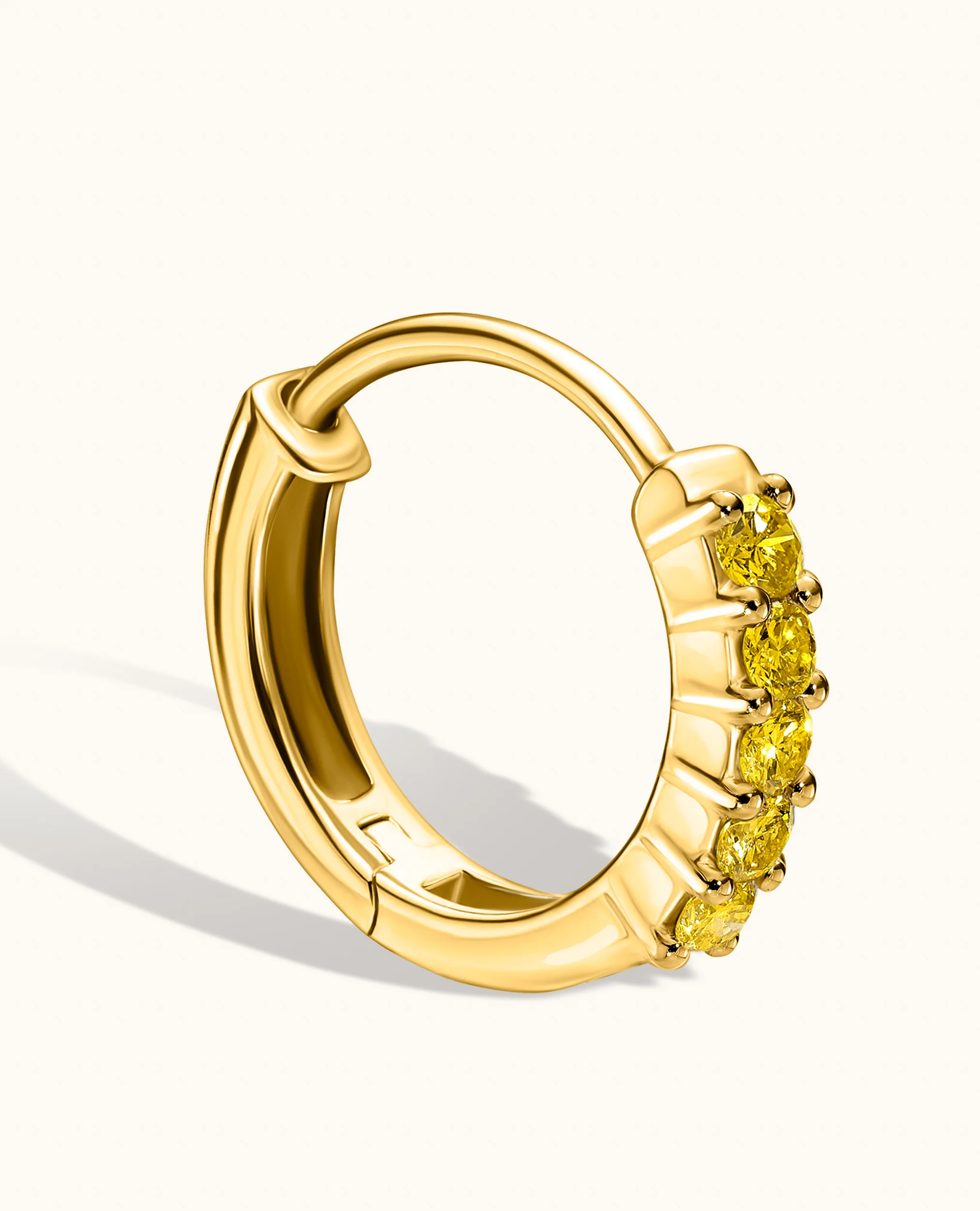 Yellow Diamond Huggie Earrings - Image 7
