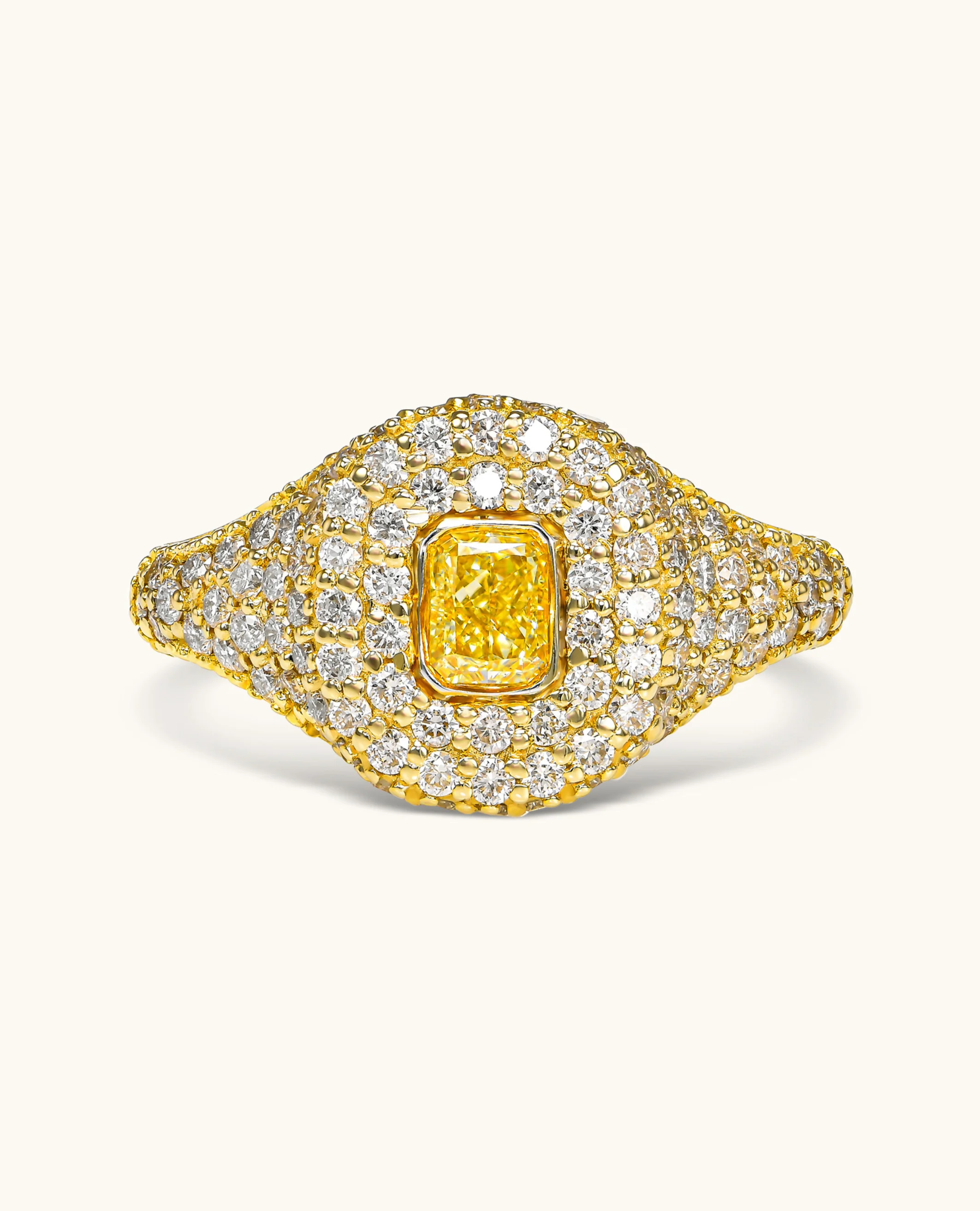 Yellow Diamond Pavé Signet Ring - Image 7
