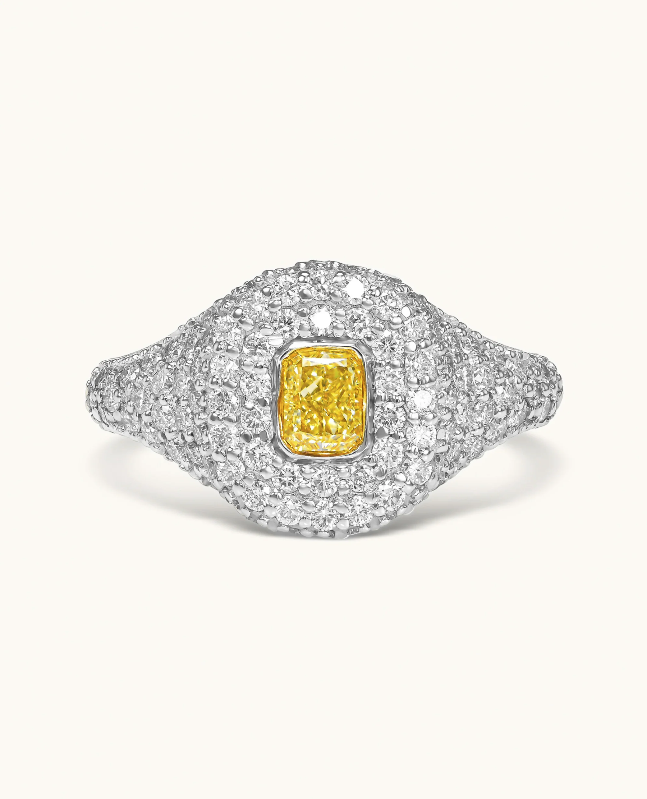 Yellow Diamond Pavé Signet Ring - Image 8