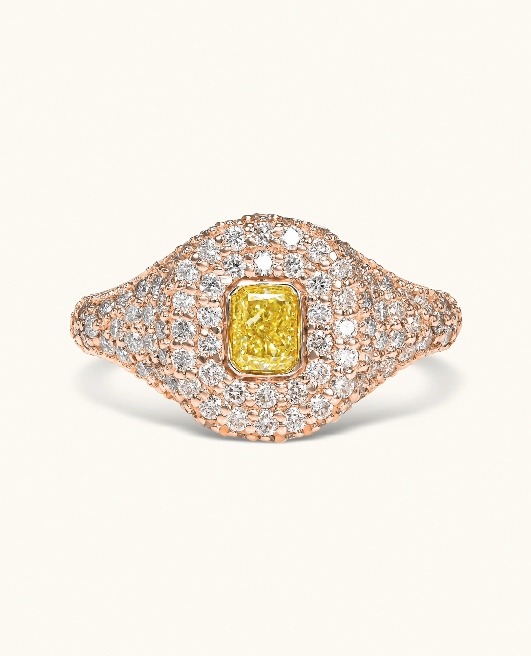 Yellow Diamond Pavé Signet Ring - Image 9