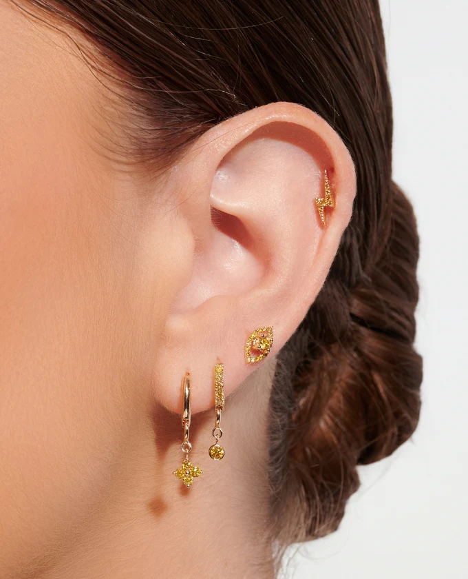 Yellow Diamond Solitaire Studs - Image 3