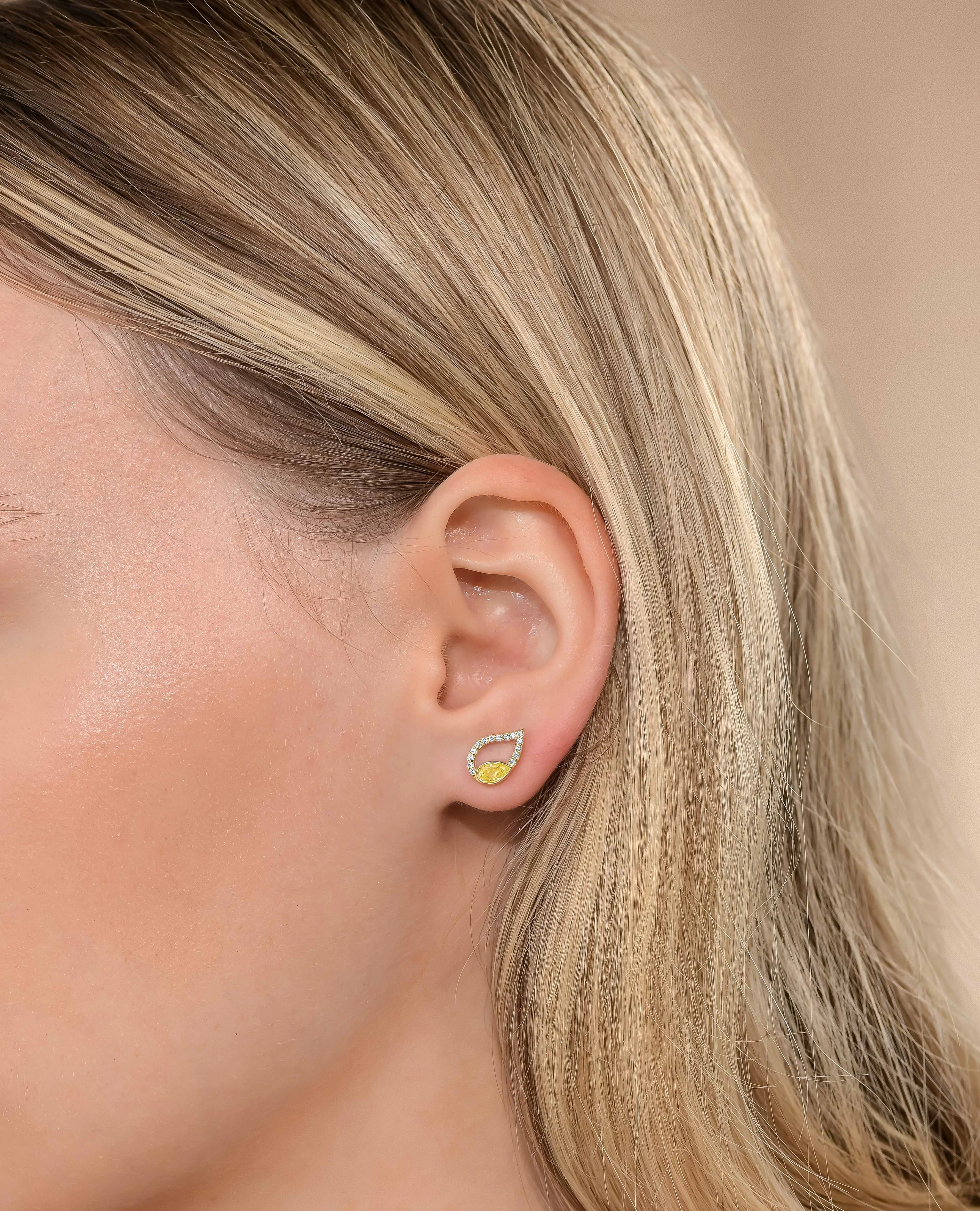 Yellow Diamond Pavé Flair Studs - Image 5