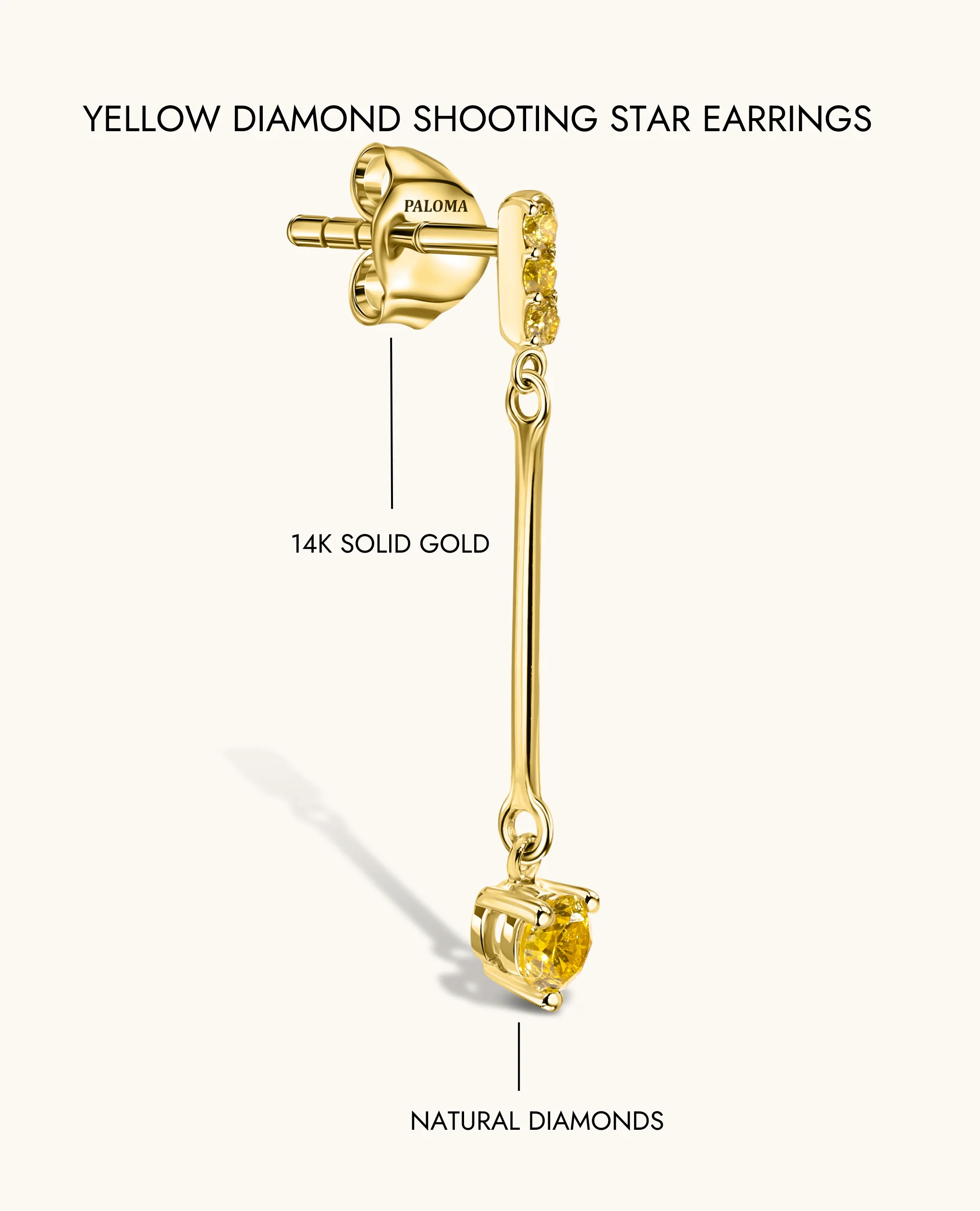 Yellow Diamond Shooting Star Earrings - Image 5