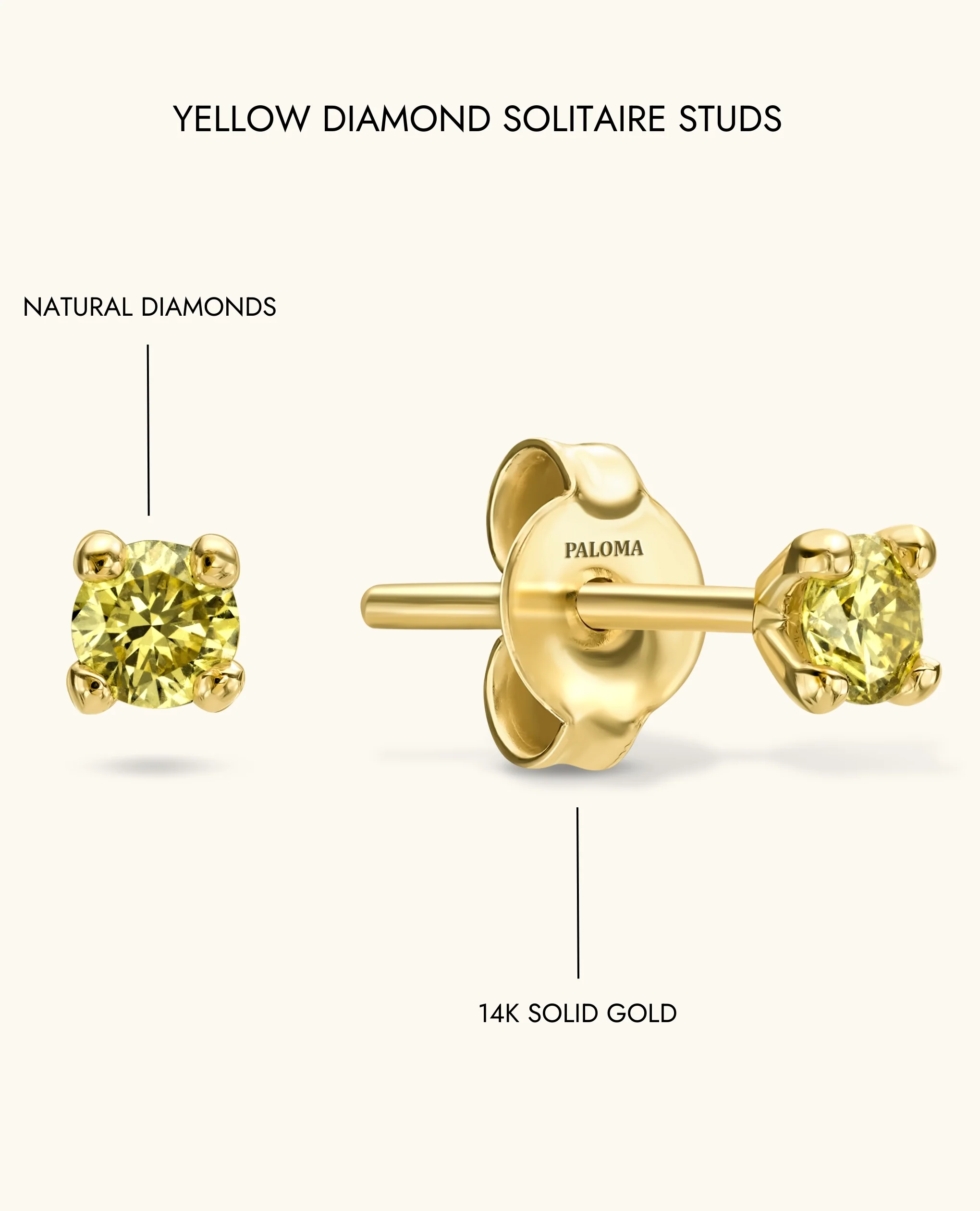 Yellow Diamond Solitaire Studs - Image 7
