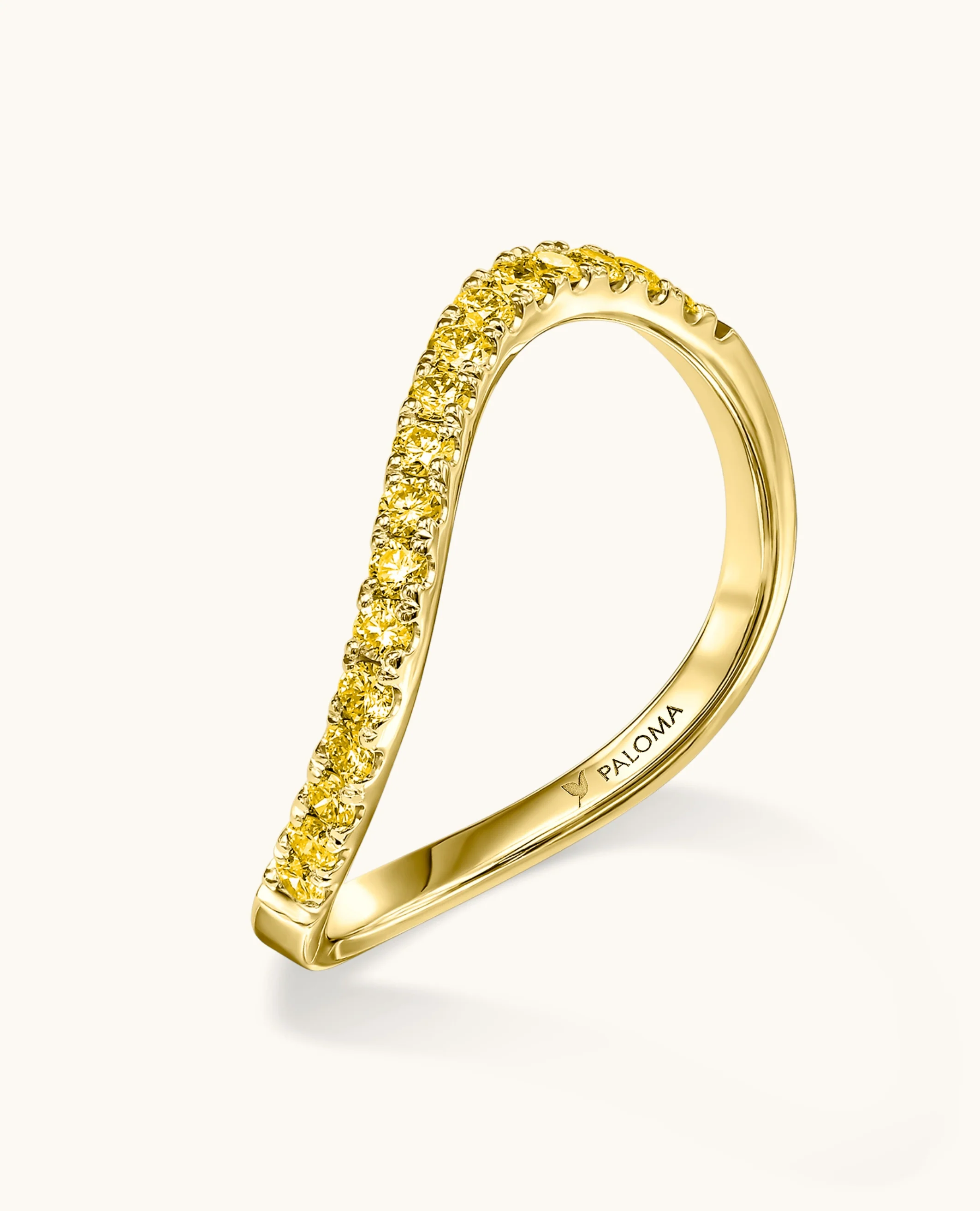 Yellow Diamond Crescent Ring