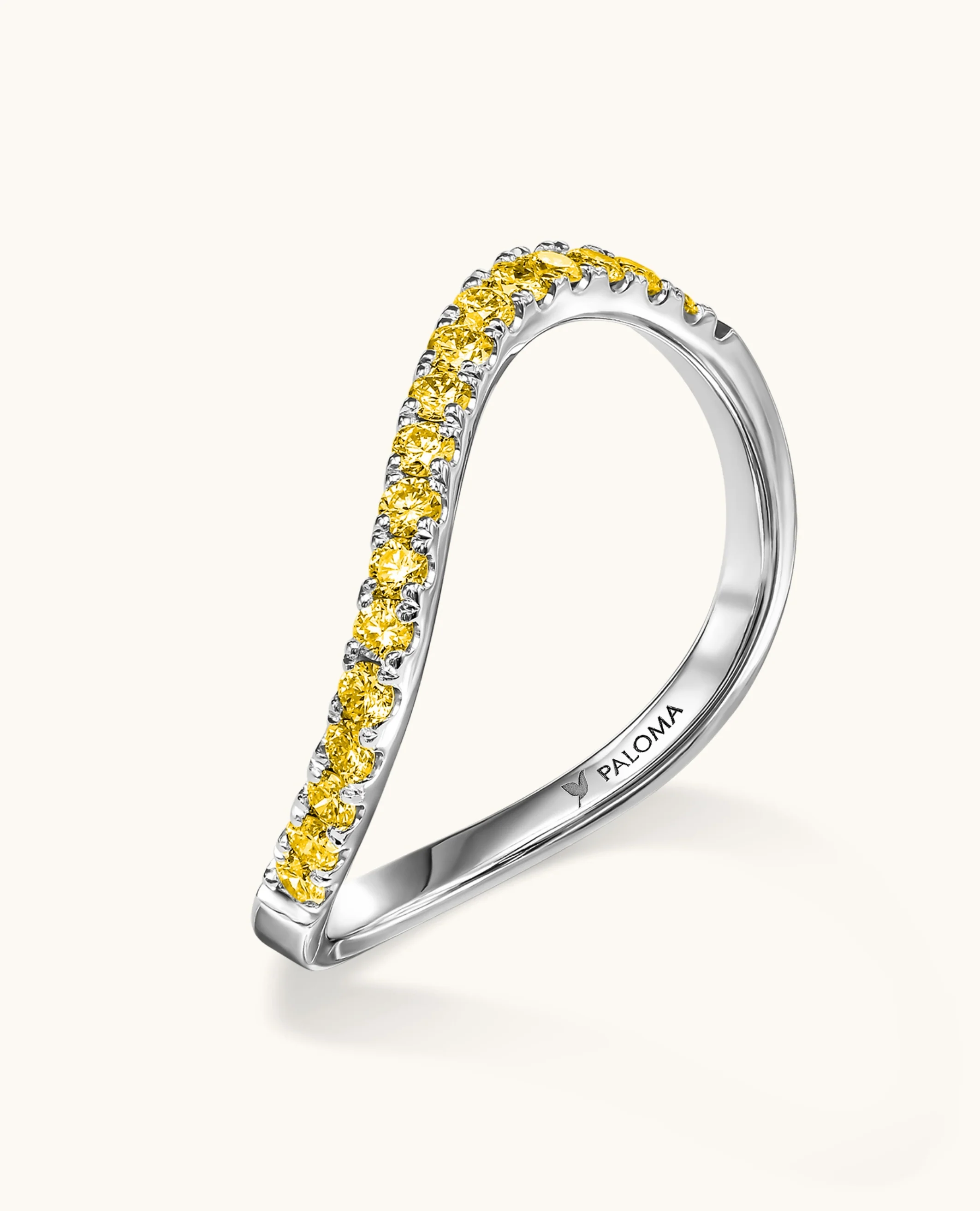 Yellow Diamond Crescent Ring - Image 2