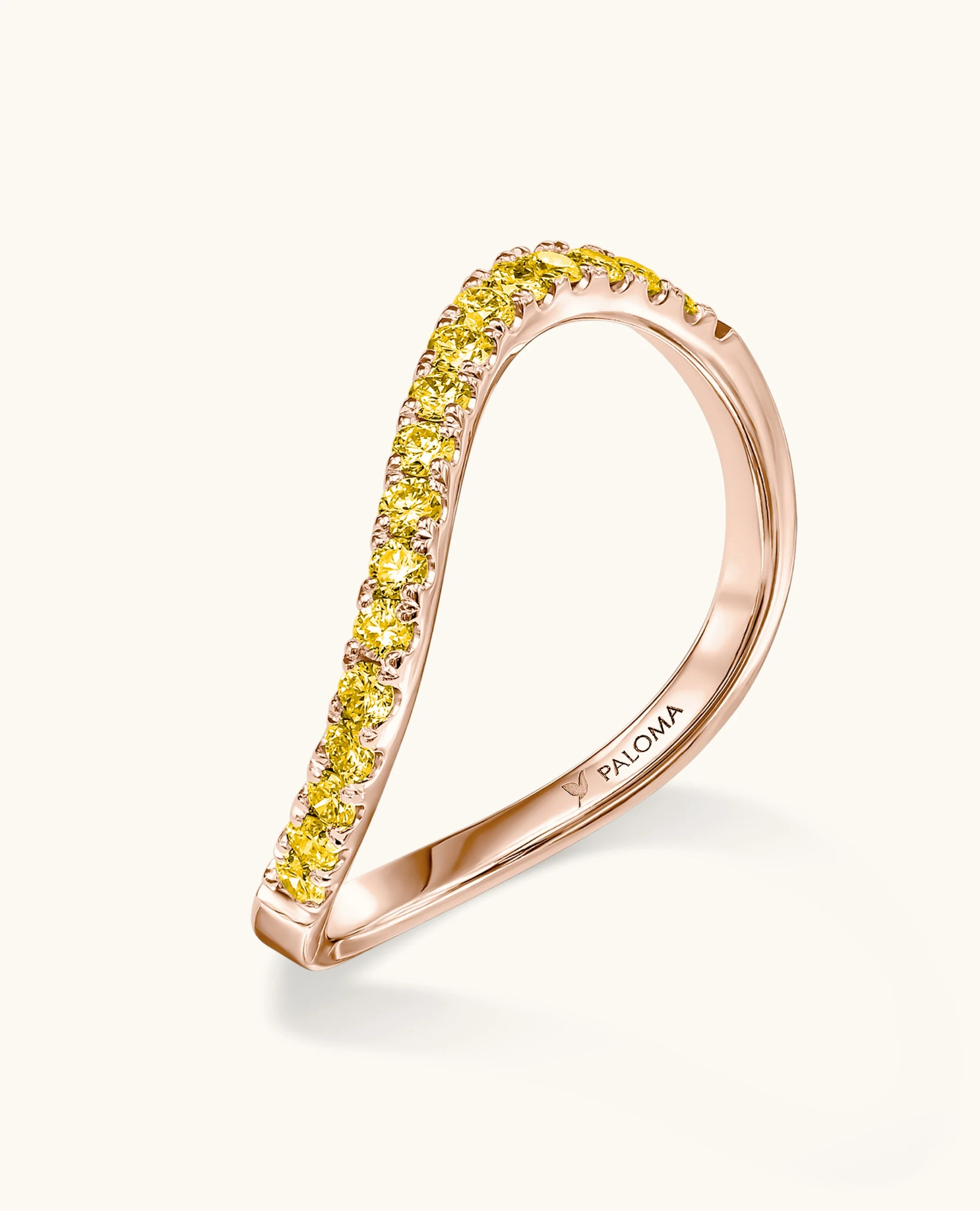 Yellow Diamond Crescent Ring - Image 3