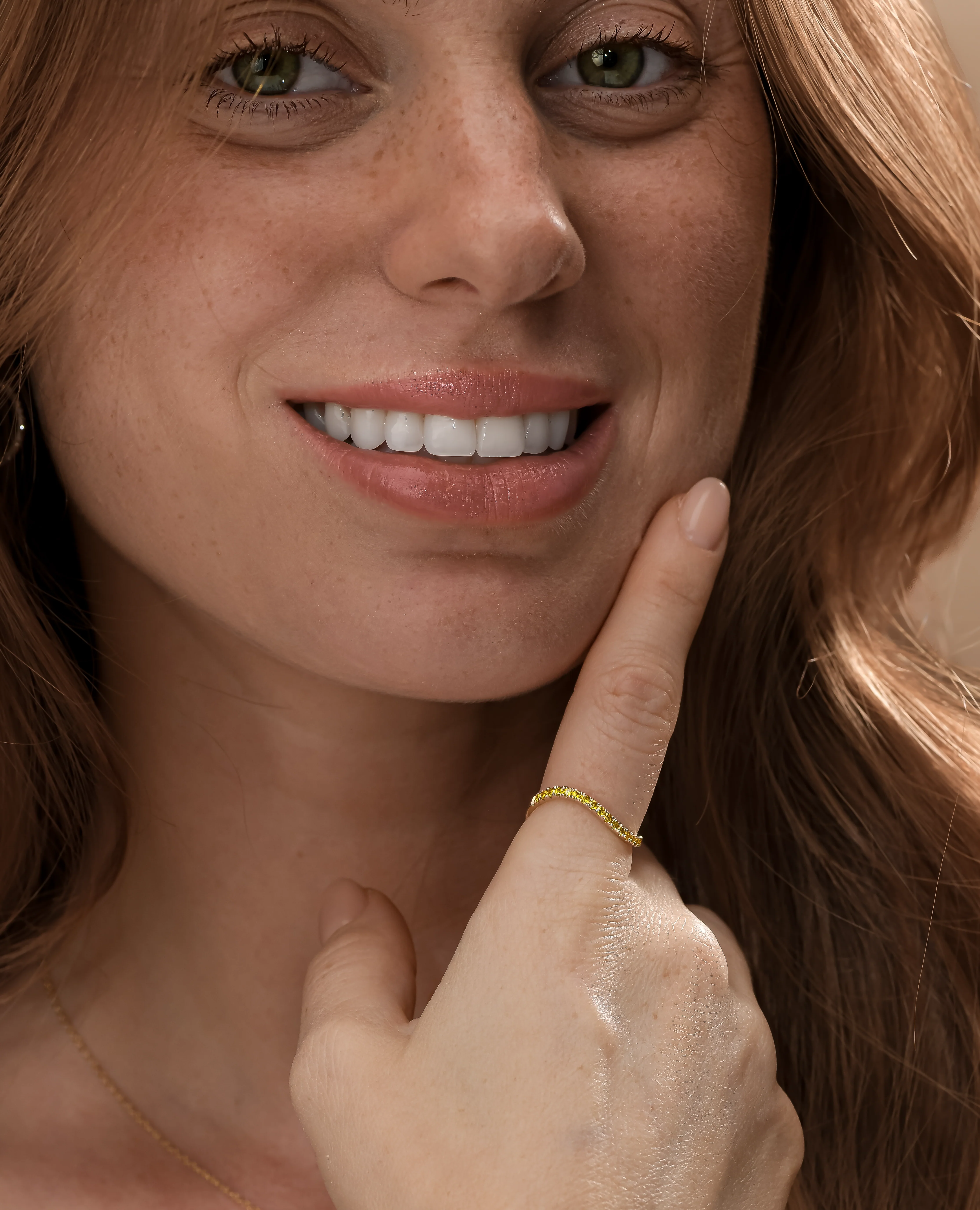 Yellow Diamond Crescent Ring - Image 4