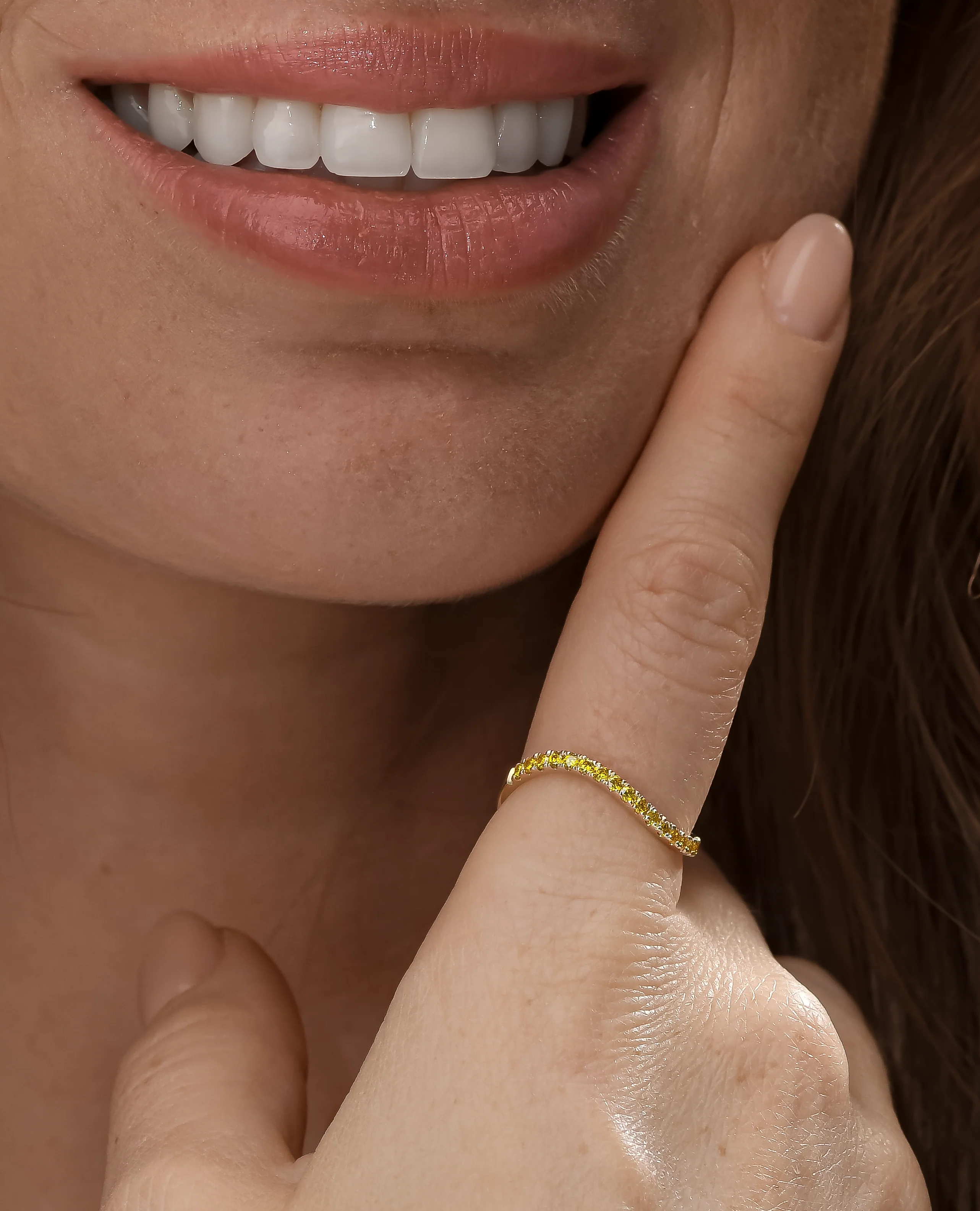 Yellow Diamond Crescent Ring - Image 6
