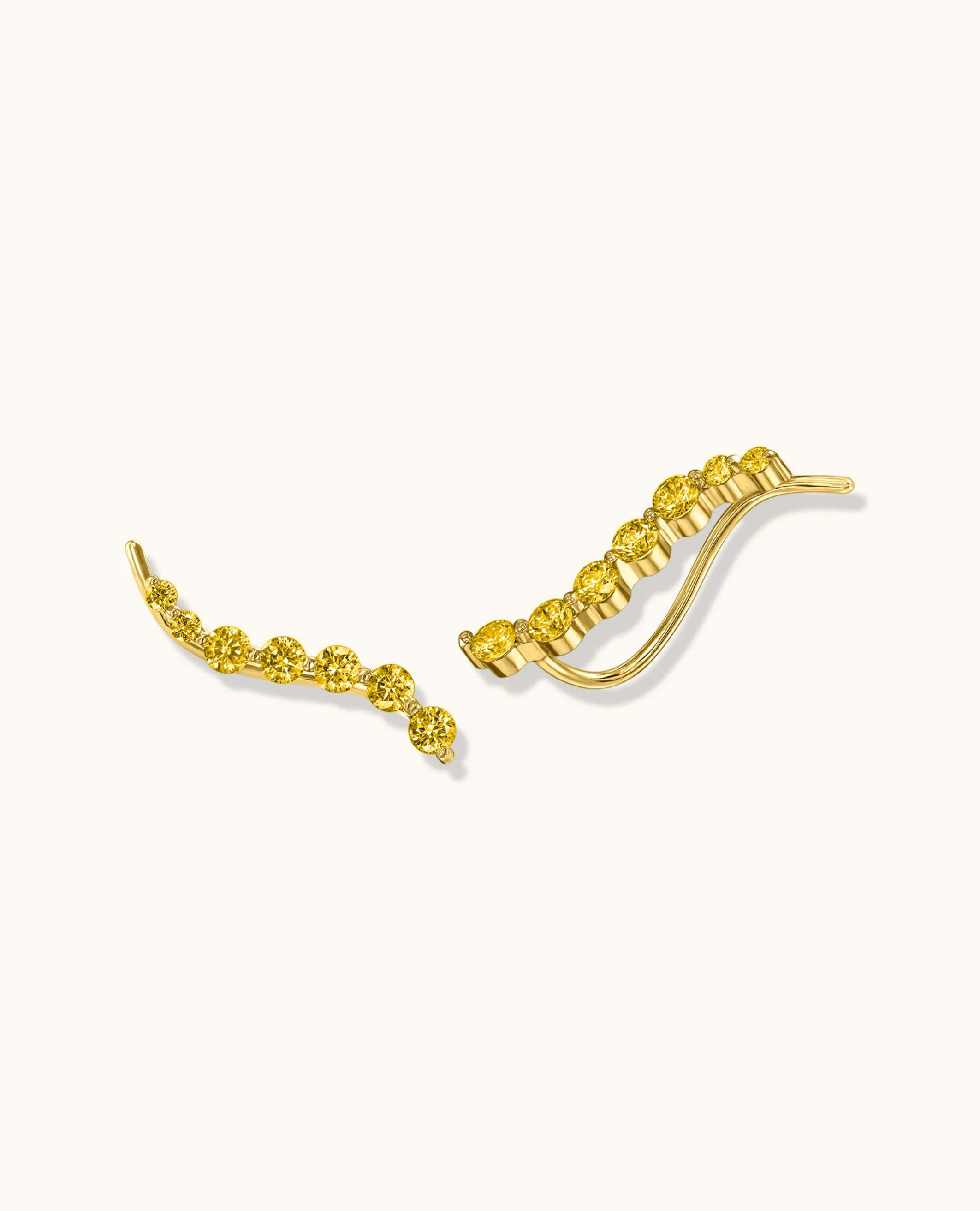 Graduated Yellow Diamond Climber Earrings