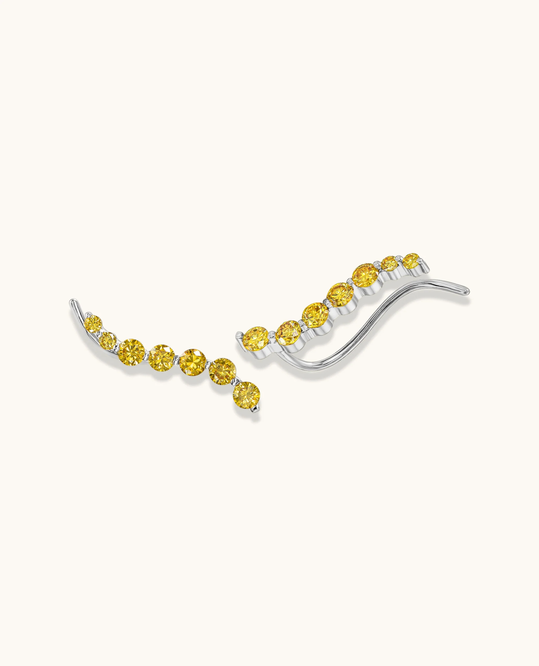Graduated Yellow Diamond Climber Earrings - Image 2