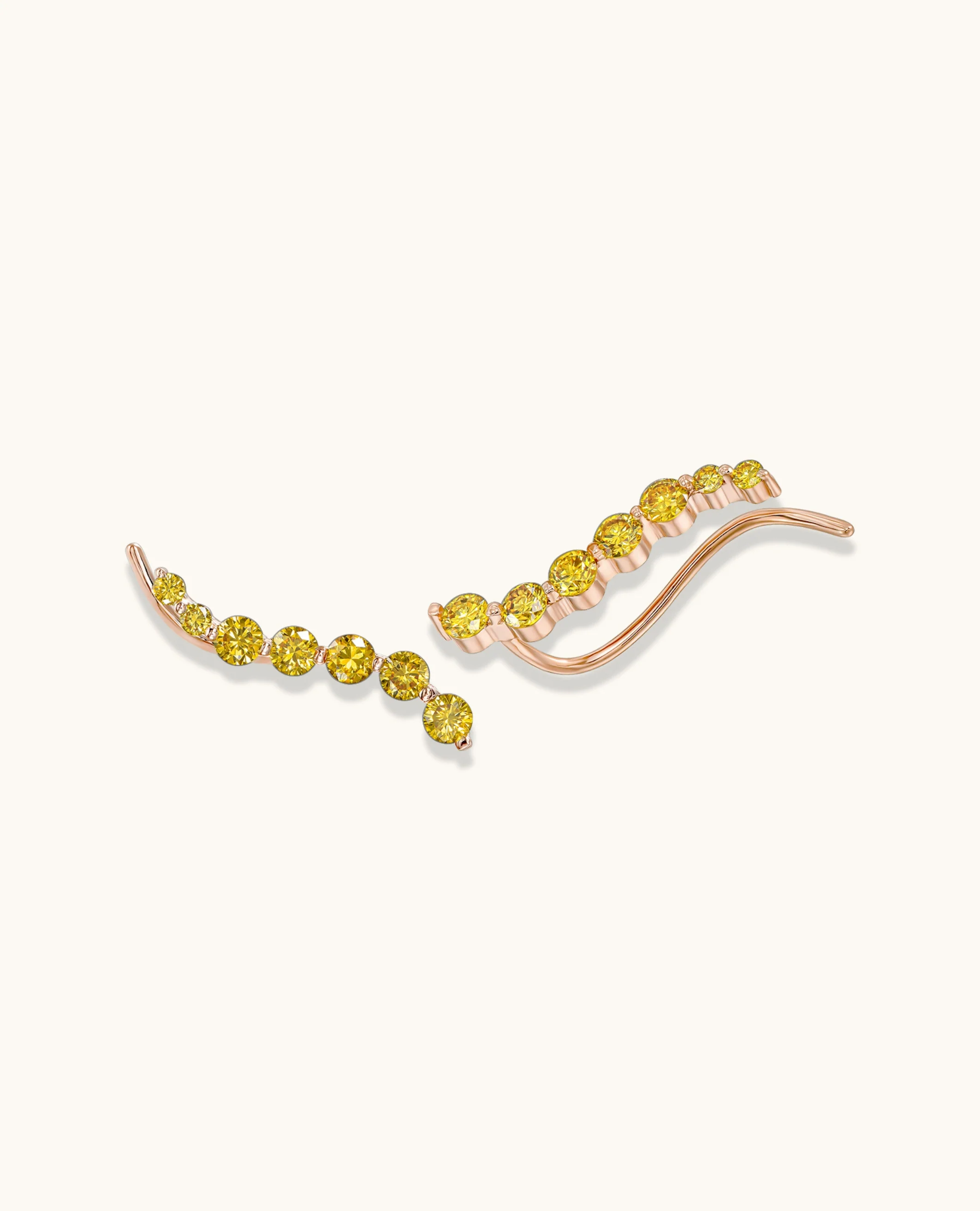 Graduated Yellow Diamond Climber Earrings - Image 3