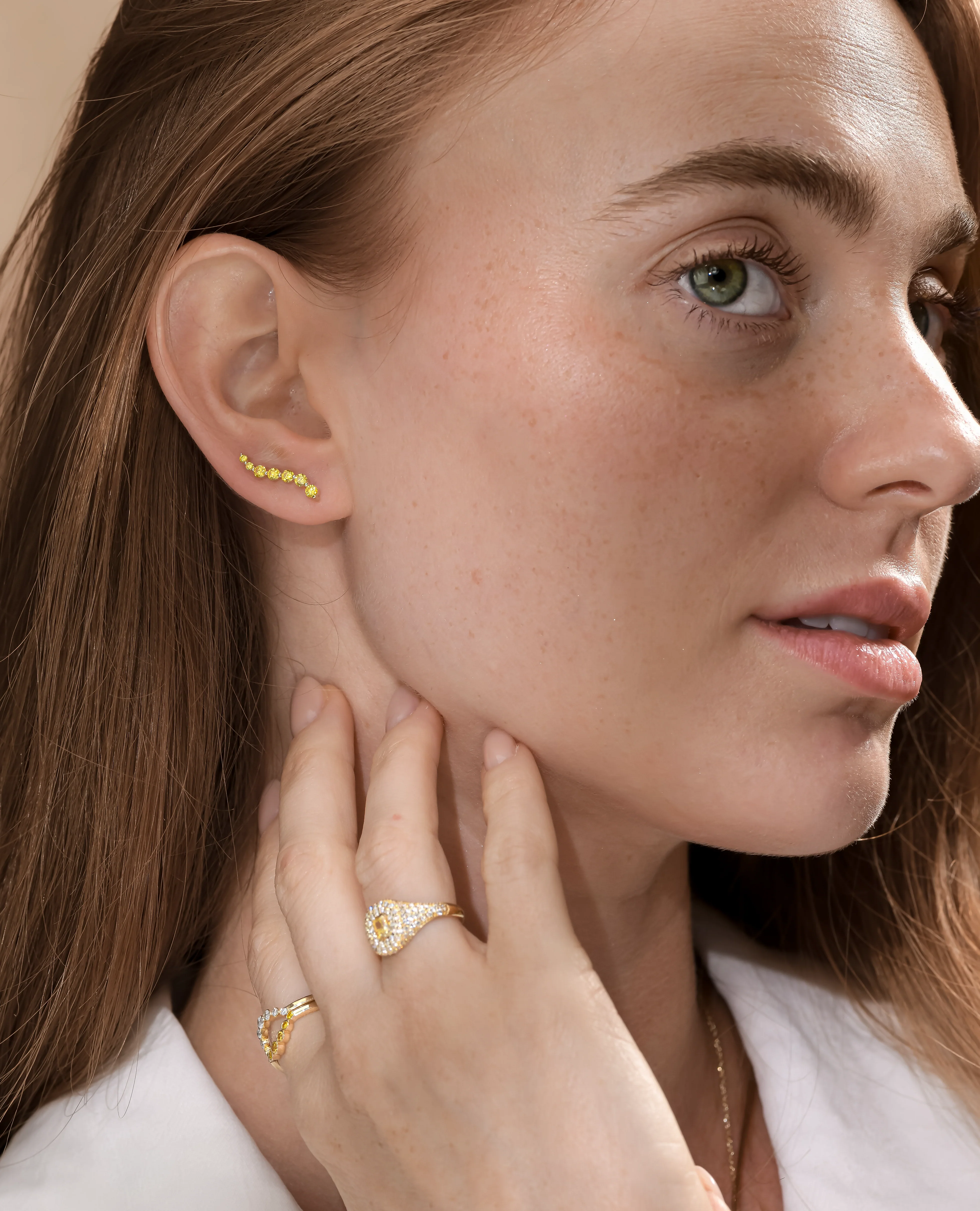 Graduated Yellow Diamond Climber Earrings - Image 4