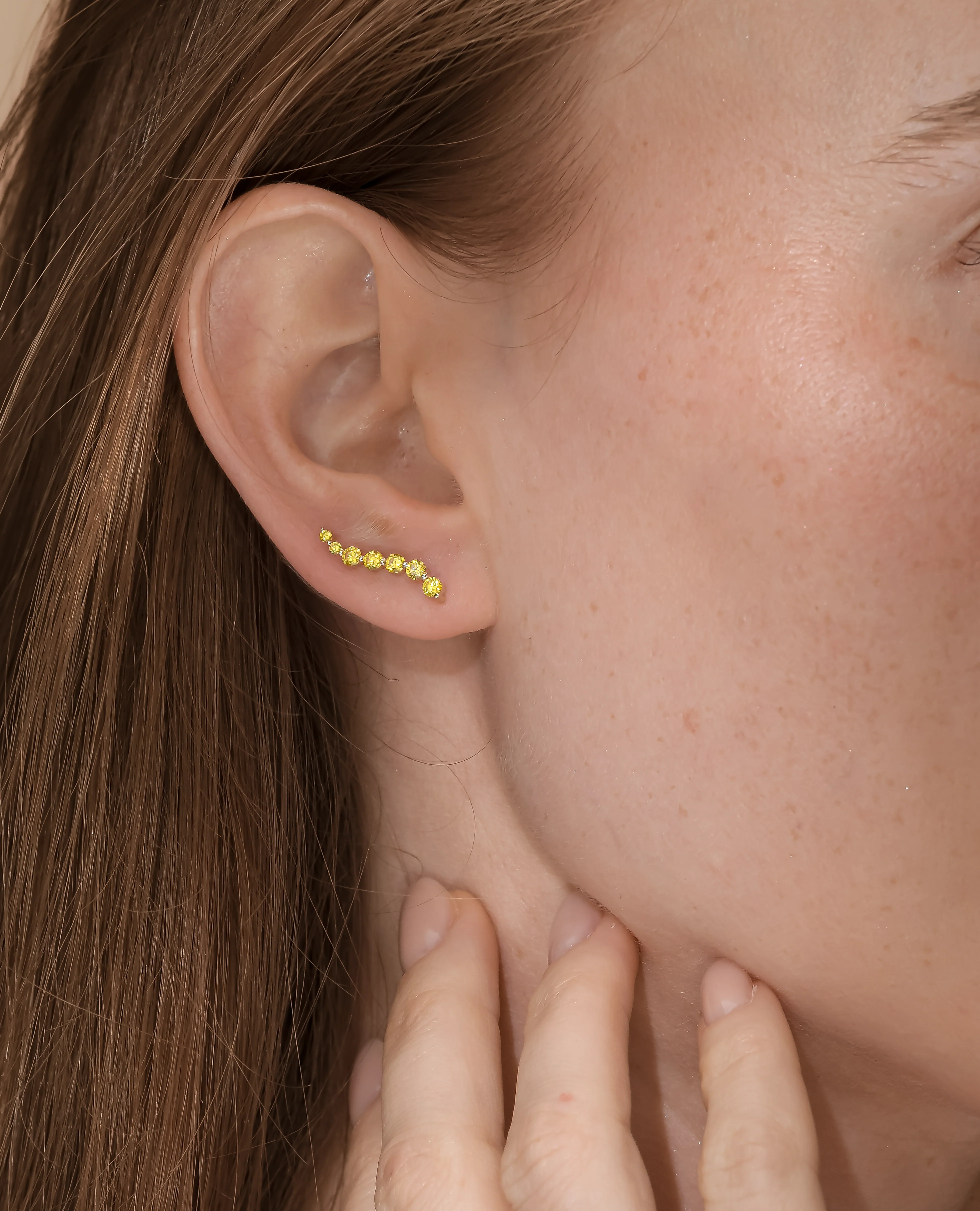 Graduated Yellow Diamond Climber Earrings - Image 5