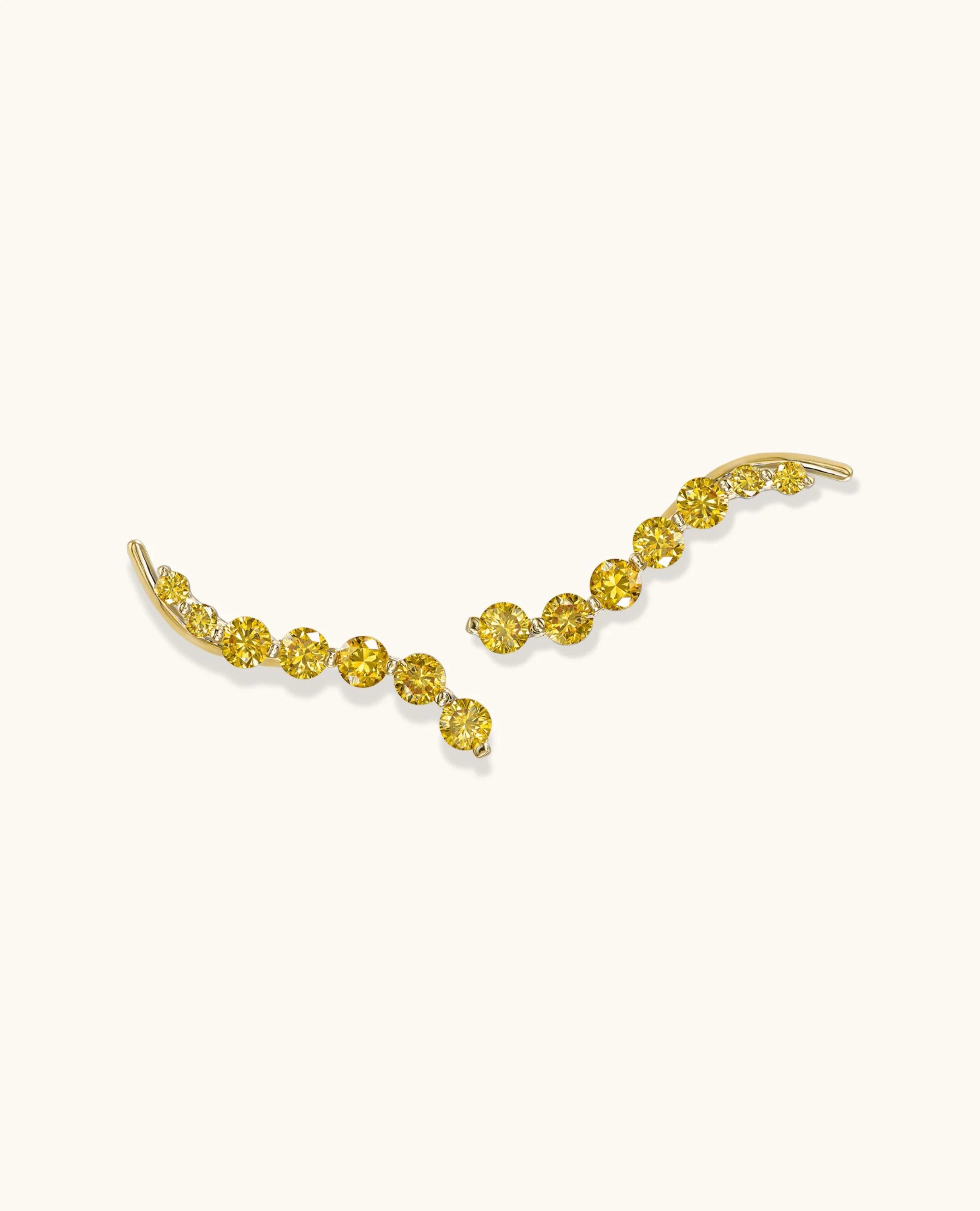 Graduated Yellow Diamond Climber Earrings - Image 6