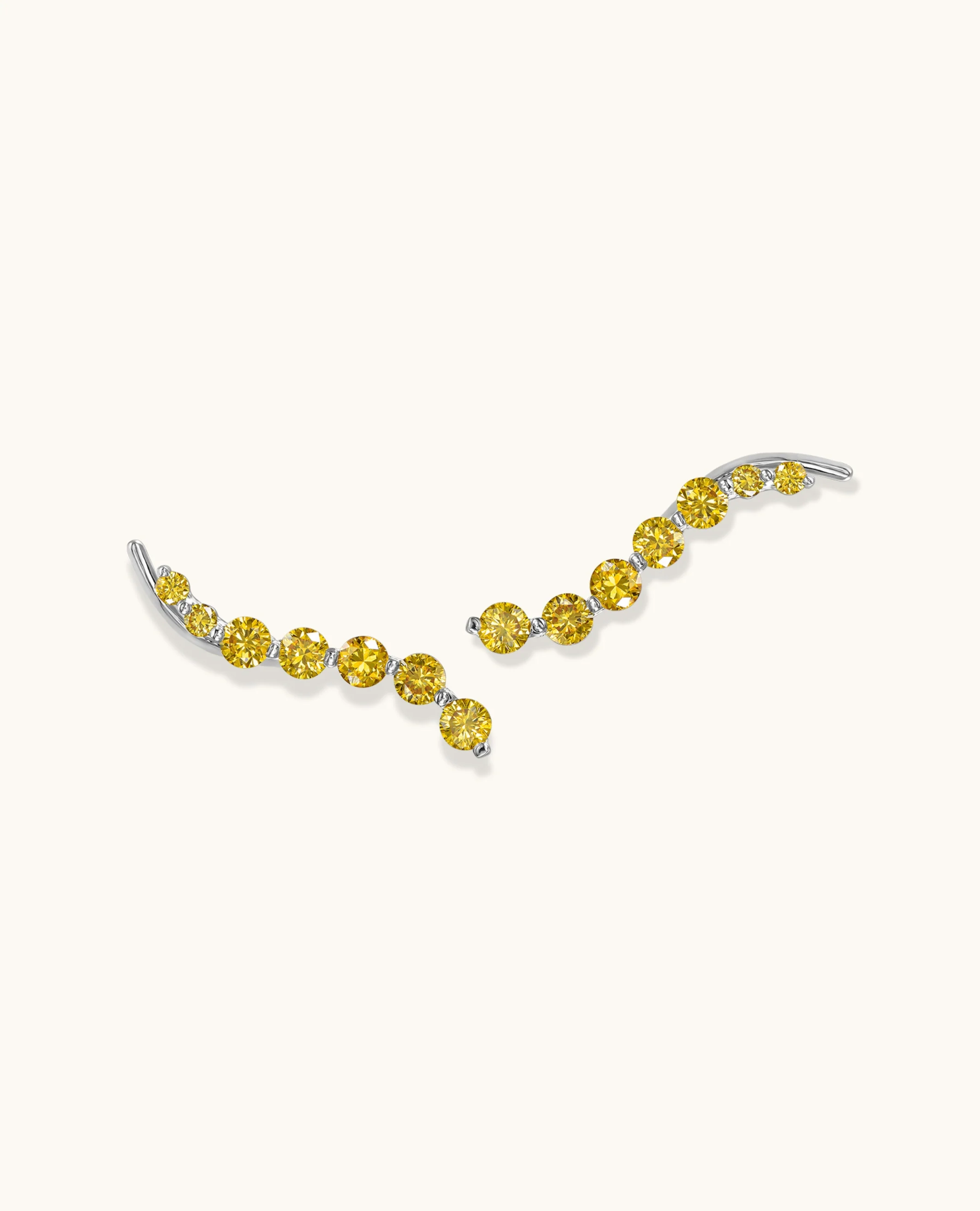 Graduated Yellow Diamond Climber Earrings - Image 7