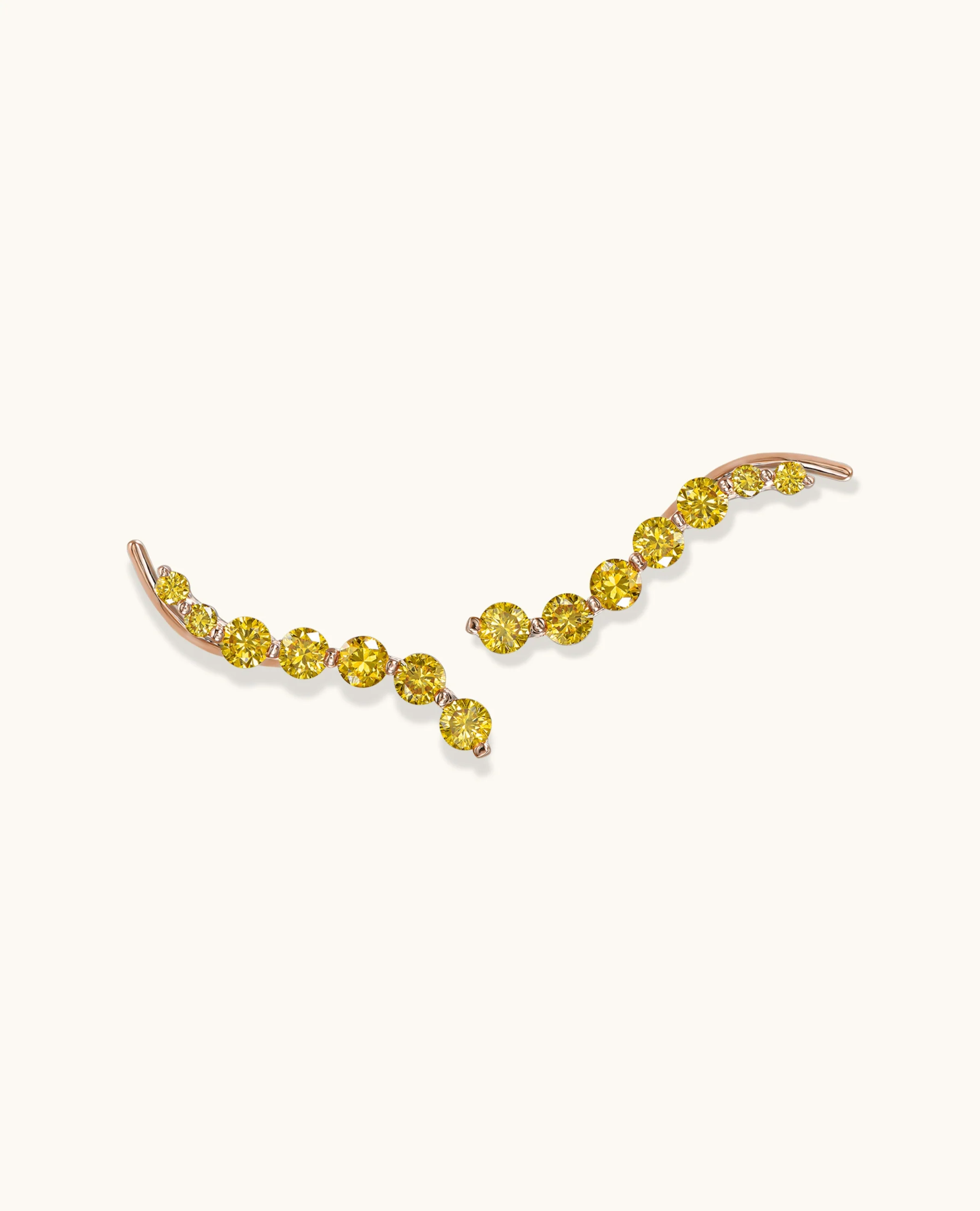 Graduated Yellow Diamond Climber Earrings - Image 8